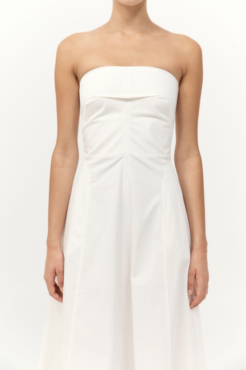 St Agni Sculpted Cotton Strapless Dress