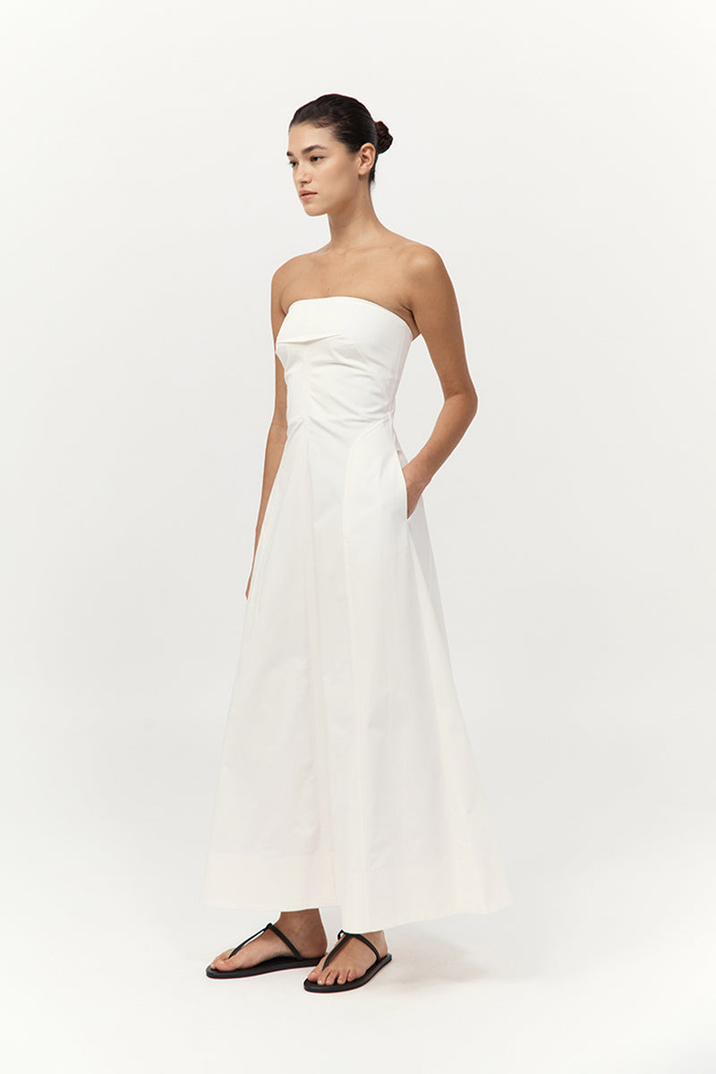 St Agni Sculpted Cotton Strapless Dress
