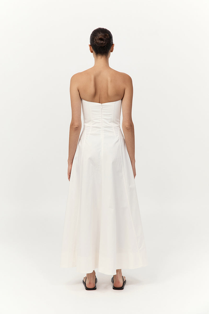 St Agni Sculpted Cotton Strapless Dress