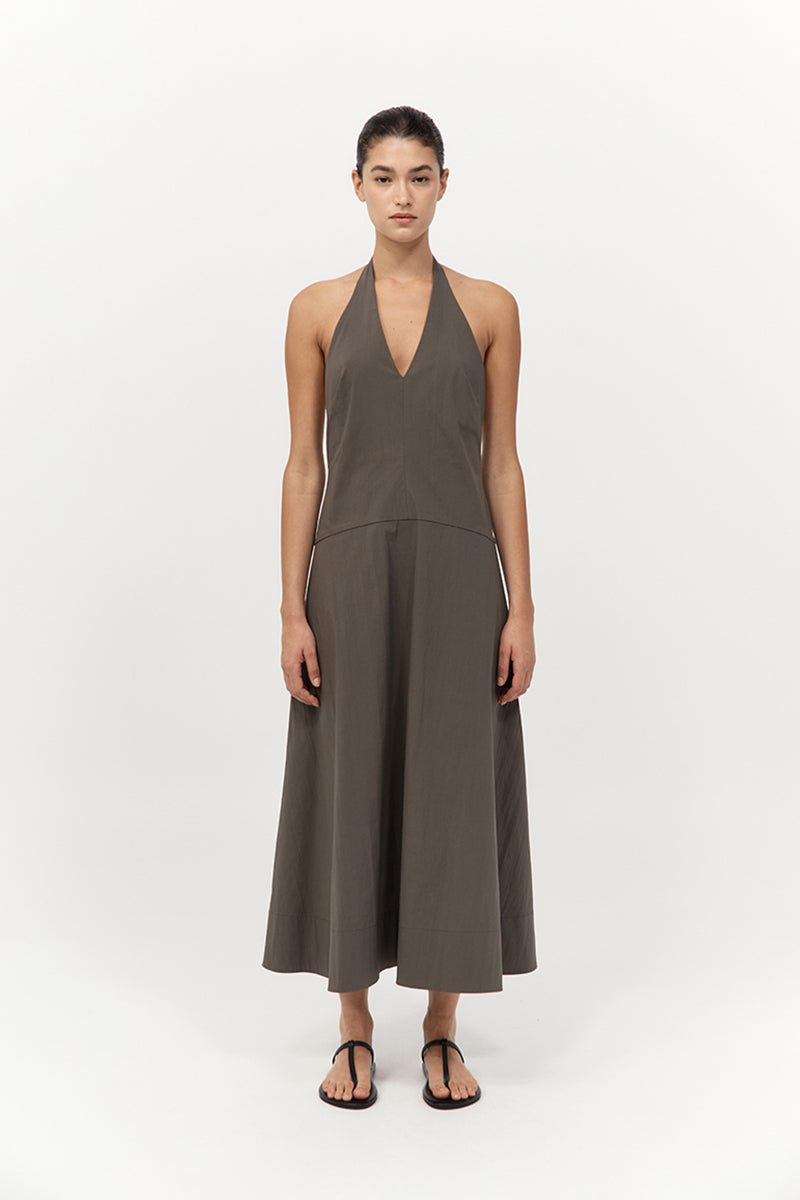 St Agni Halter Plunge Dress