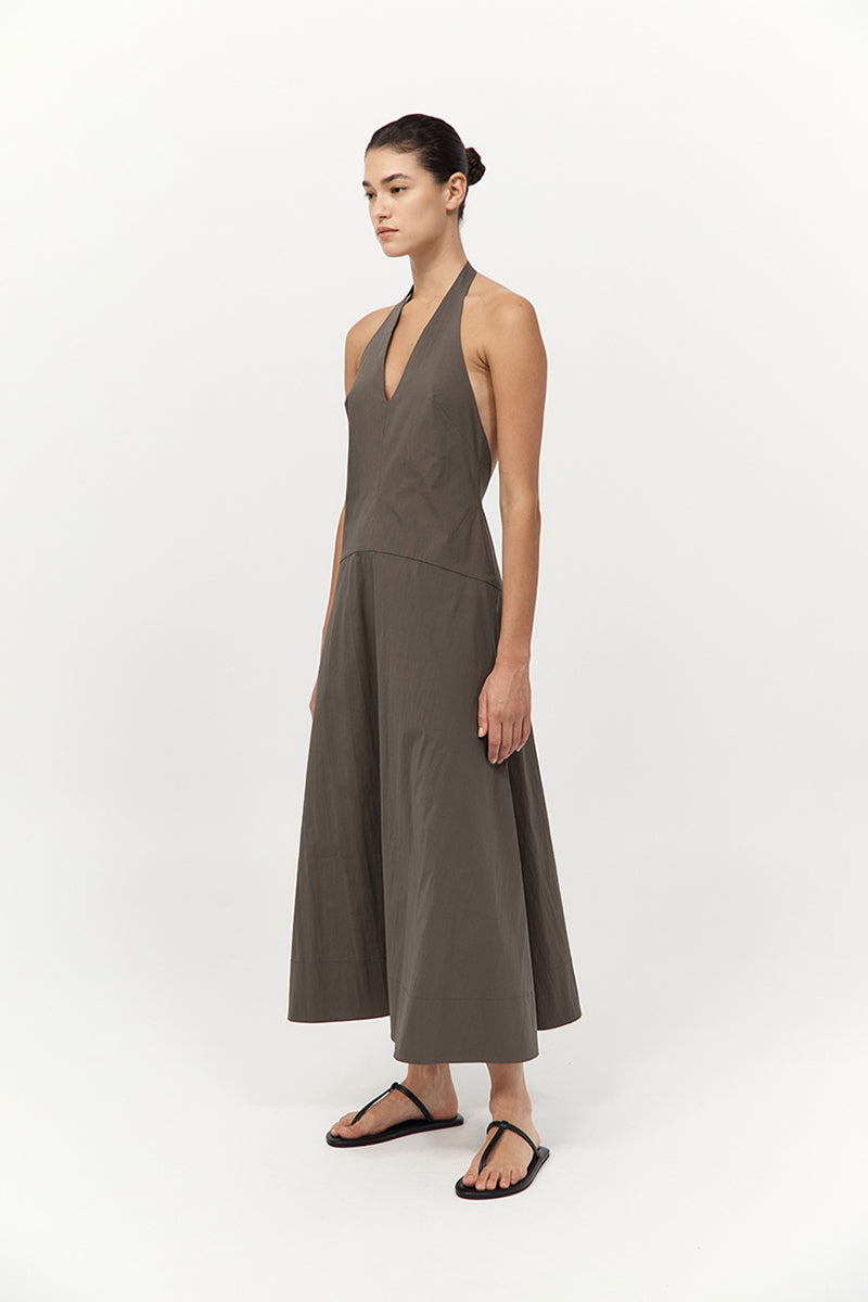 St Agni Halter Plunge Dress