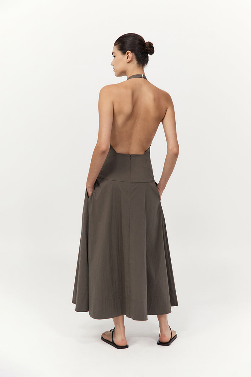 St Agni Halter Plunge Dress