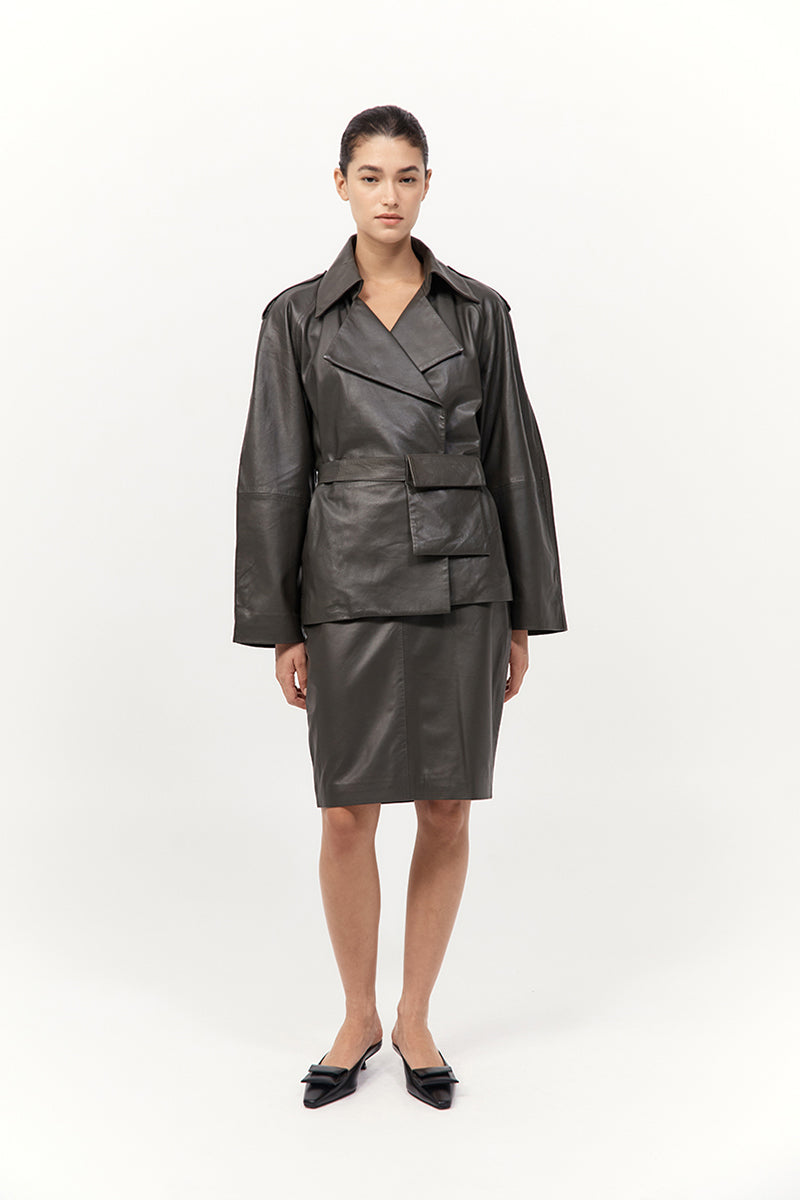 St Agni Leather Pencil Skirt