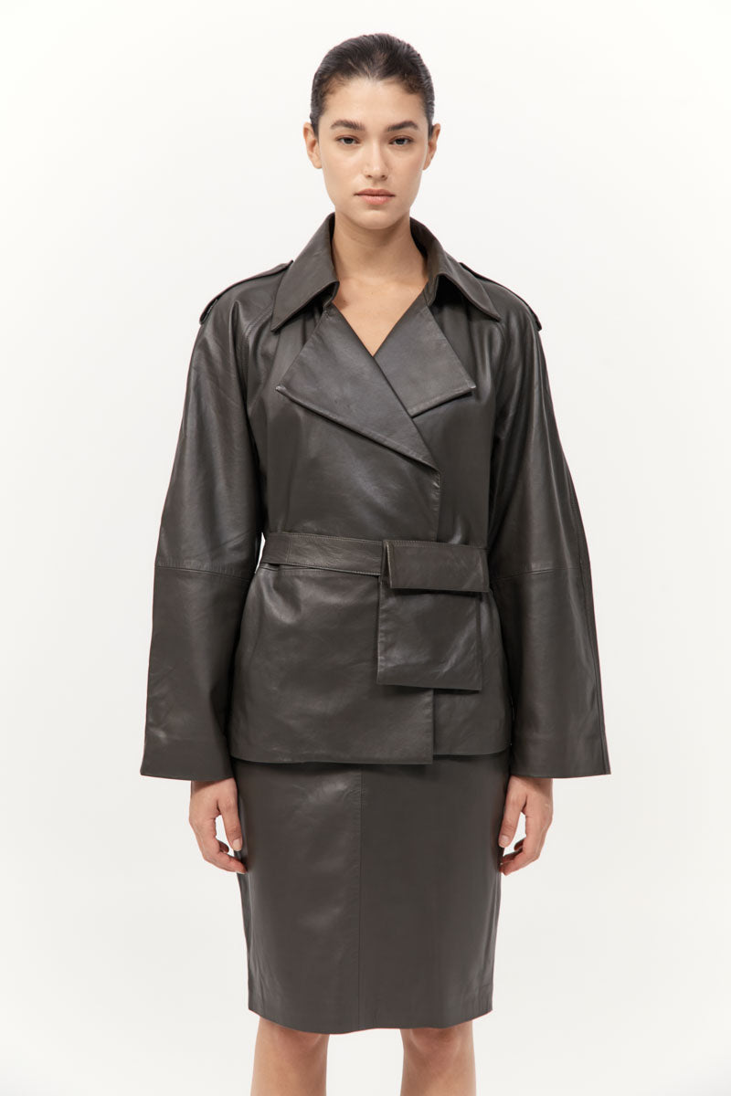 St Agni Leather Pencil Skirt