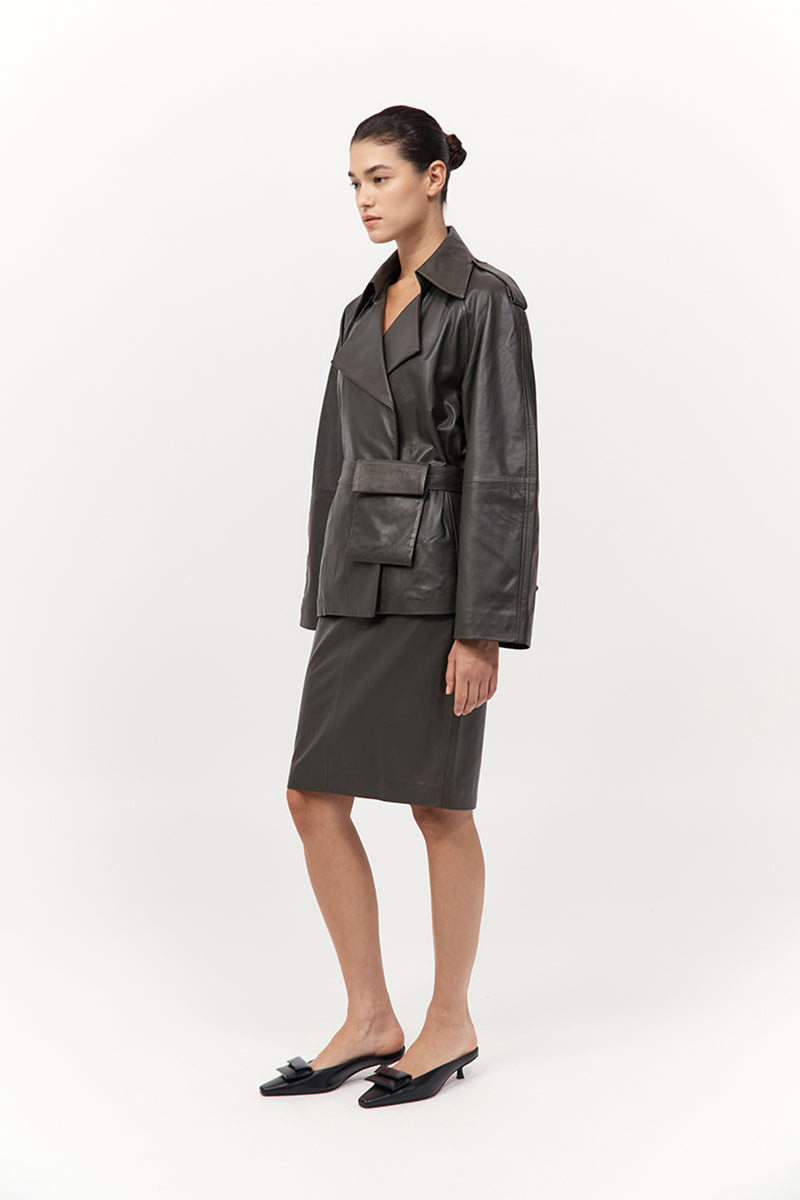 St Agni Leather Pencil Skirt