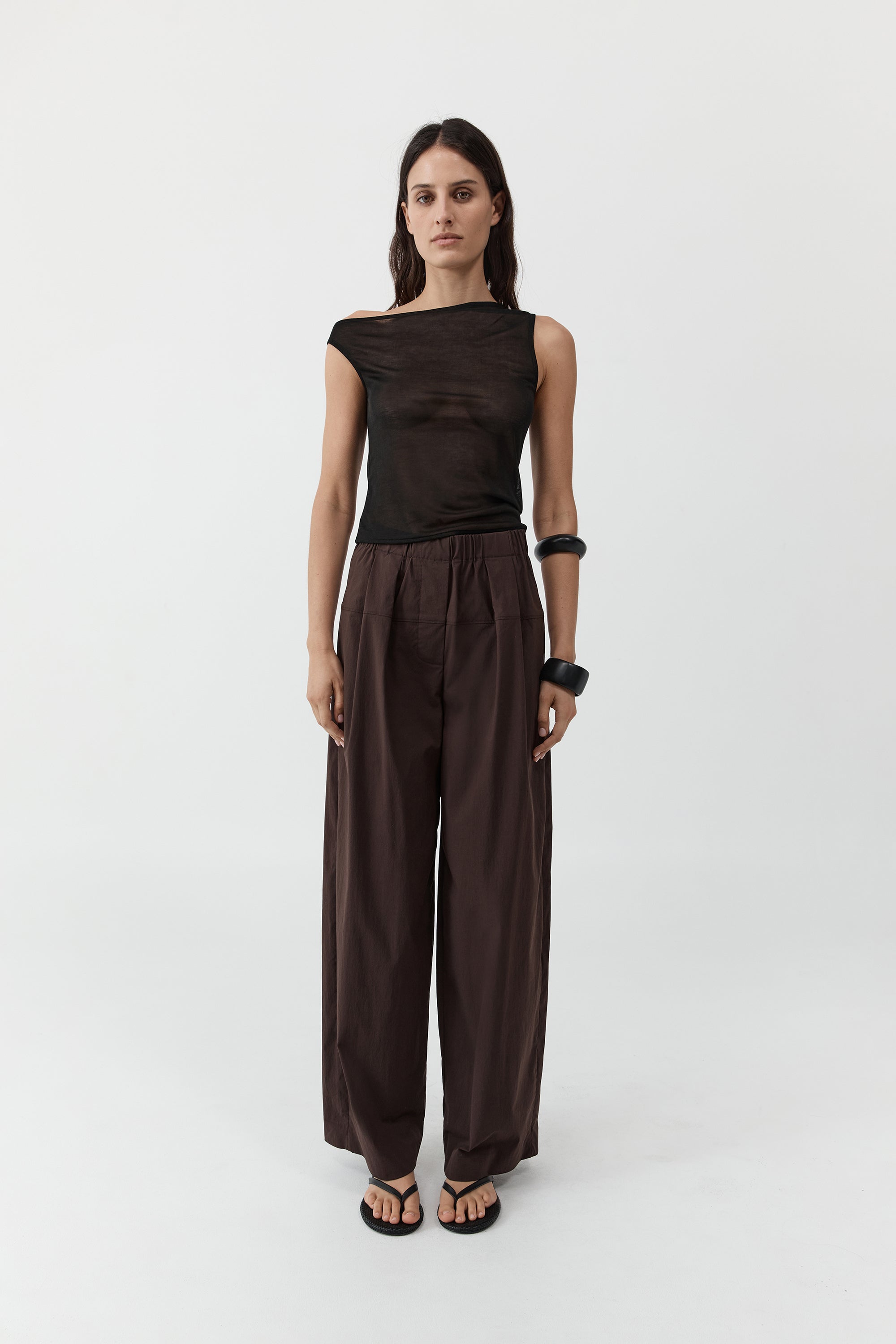 St Agni Relaxed Pleat Pants-Bark