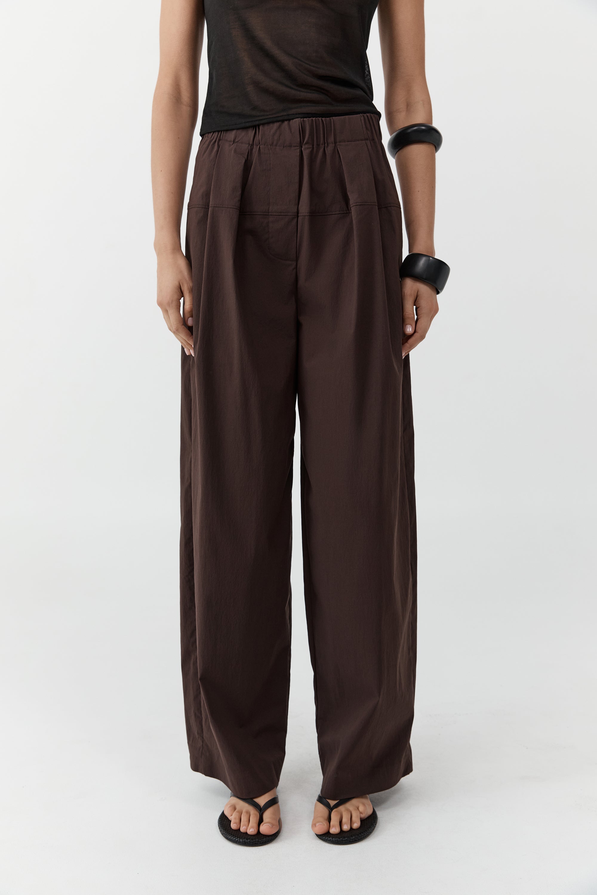 St Agni Relaxed Pleat Pants-Bark