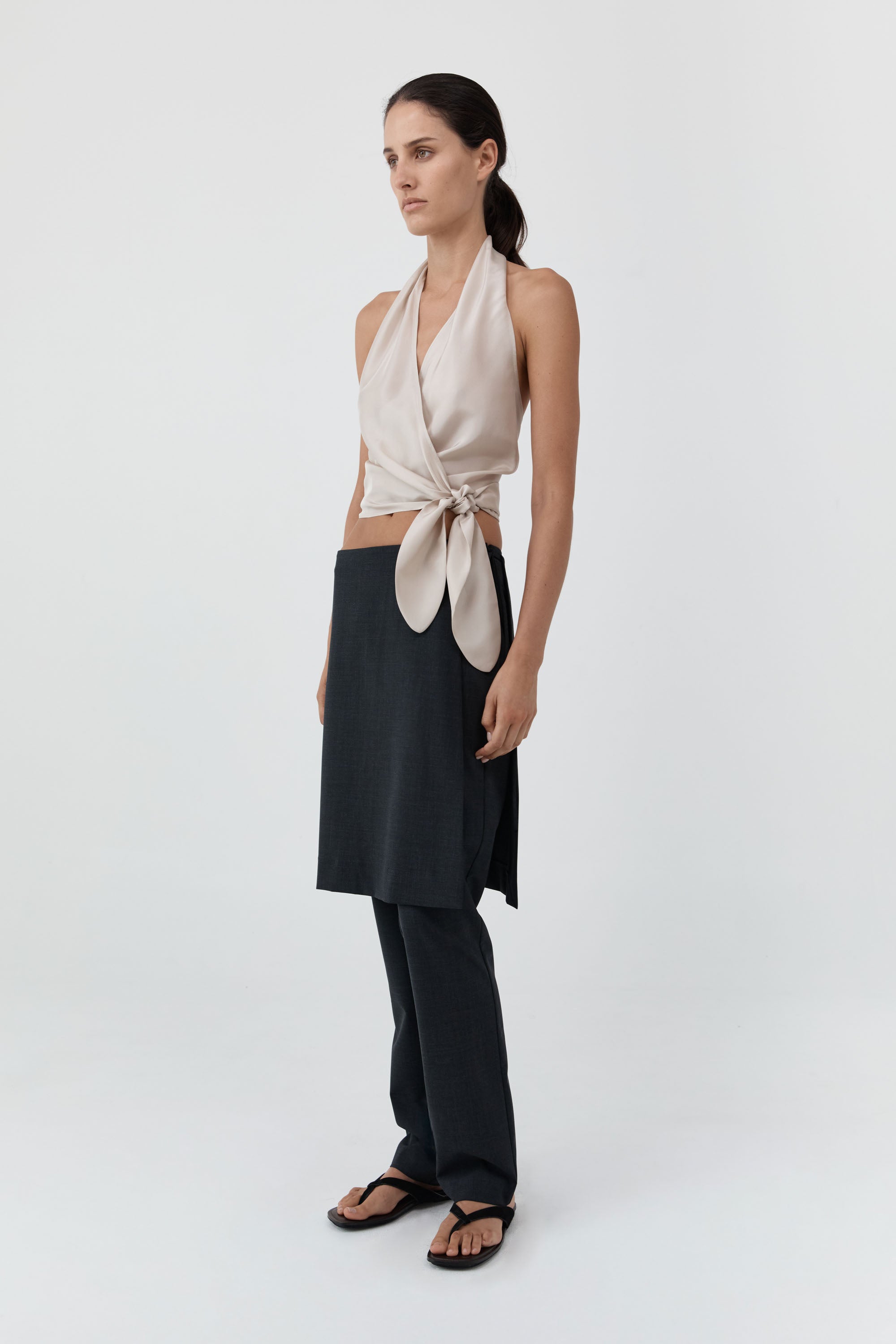 St Agni Silk Halter Wrap Top