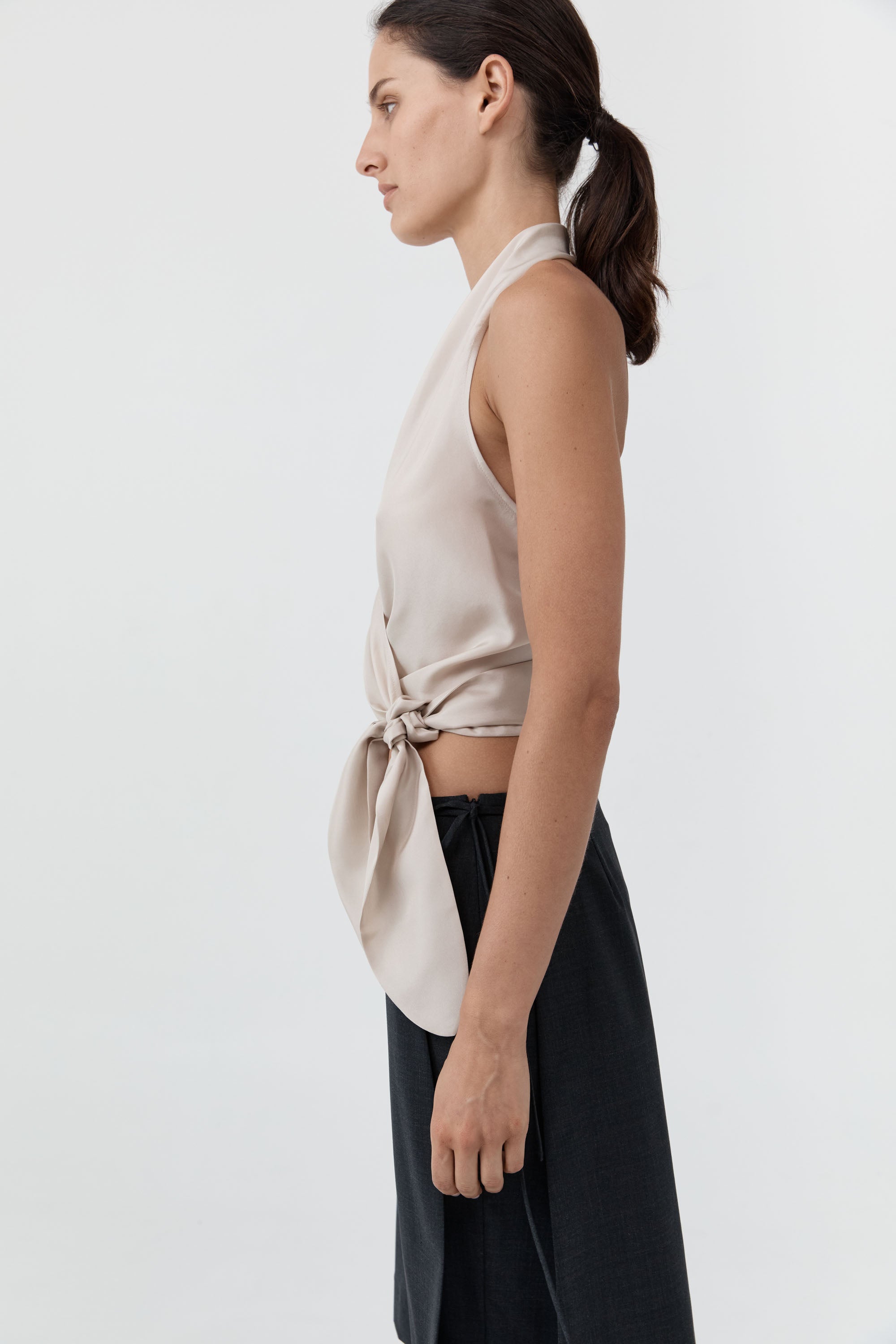 St Agni Silk Halter Wrap Top