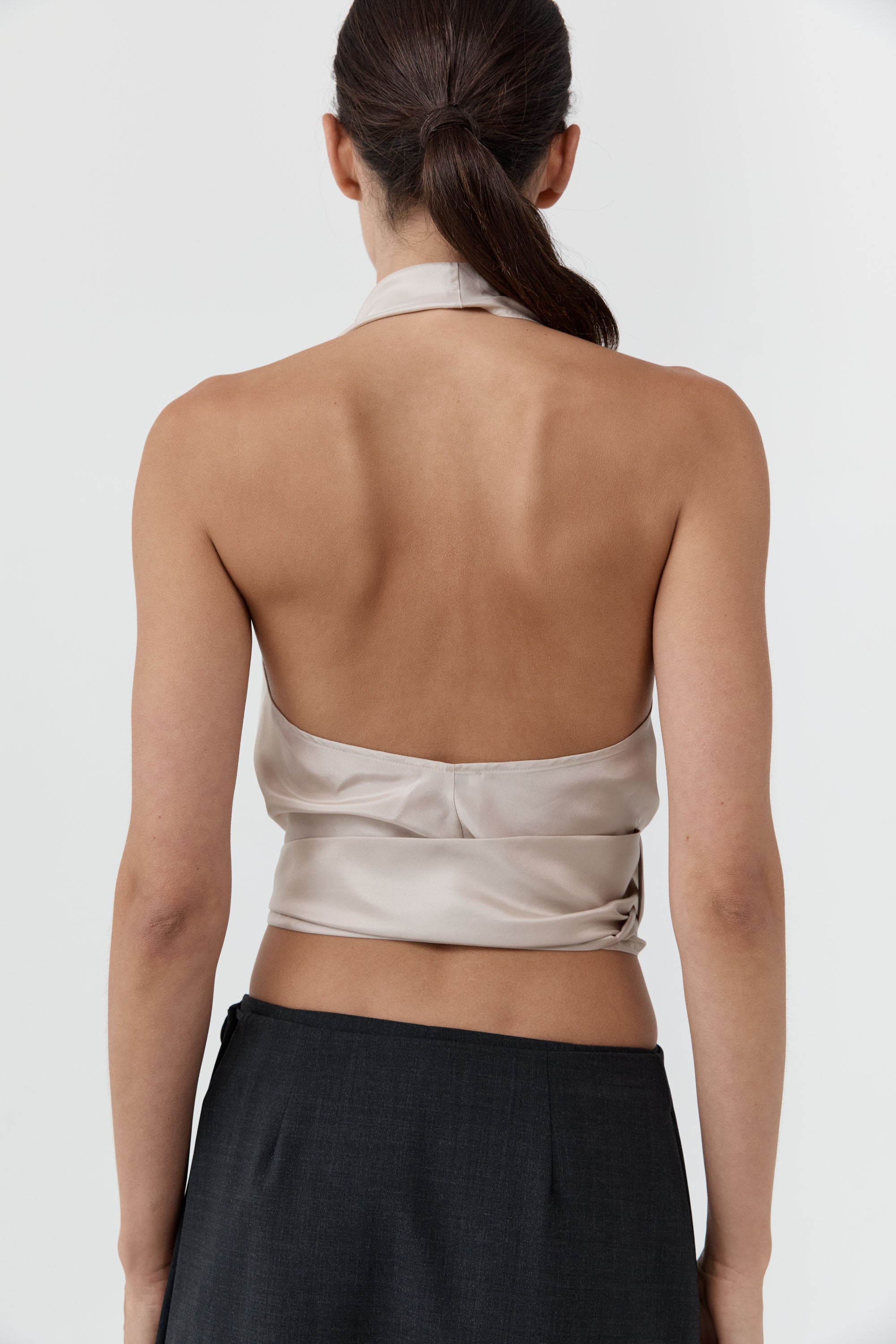 St Agni Silk Halter Wrap Top