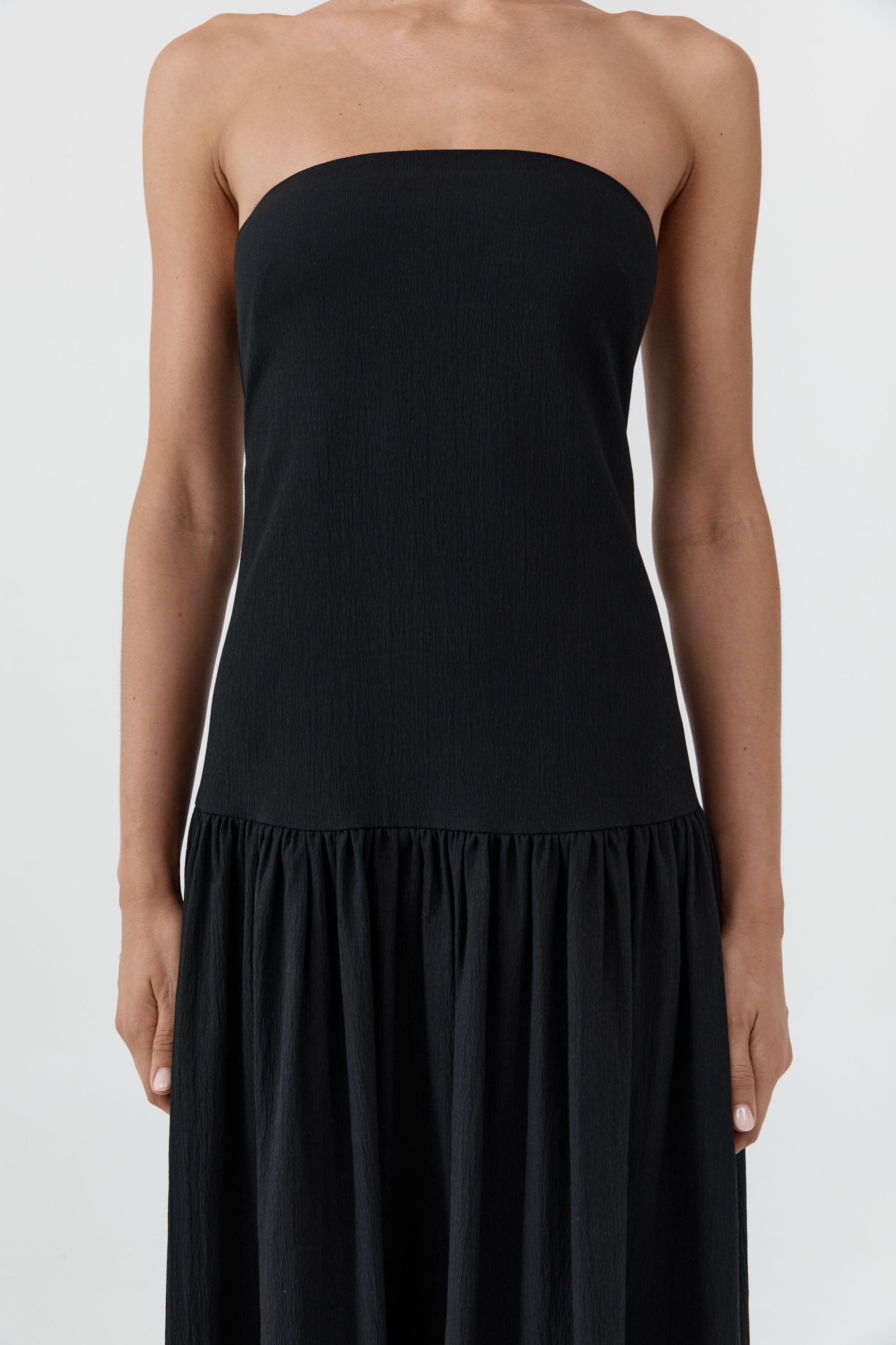 St Agni Gathered Strapless Minimal Dress