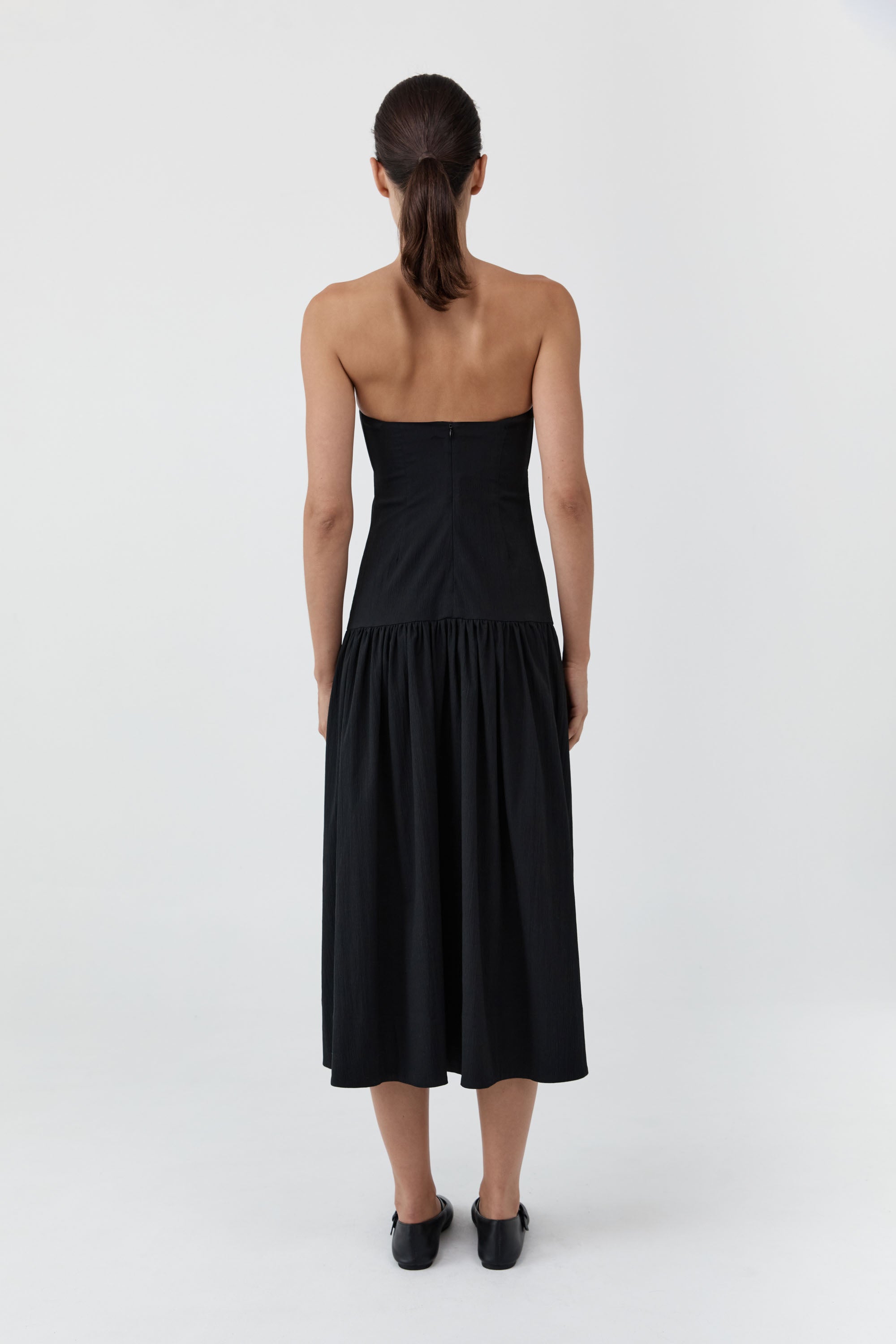 St Agni Gathered Strapless Minimal Dress