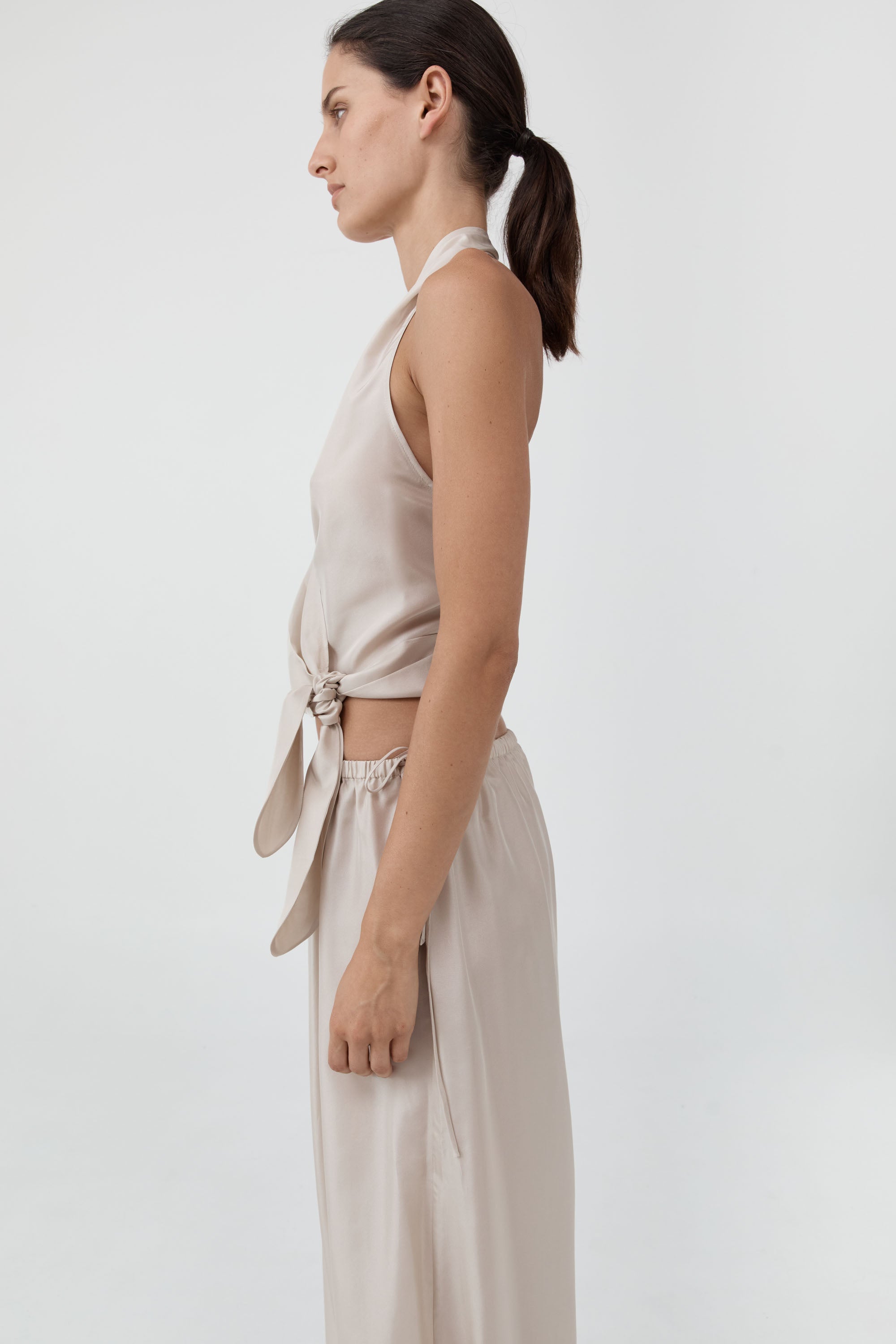 St Agni Silk Halter Wrap Top