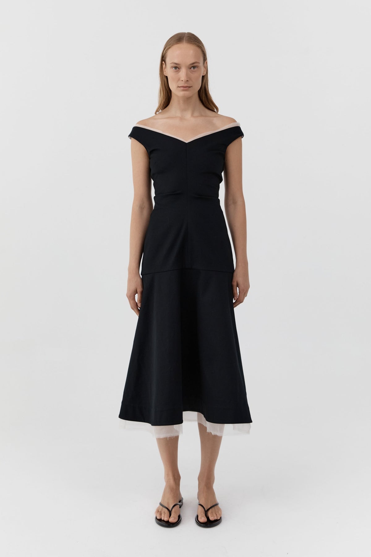 St Agni Compact Cotton Off Shoulder Dress