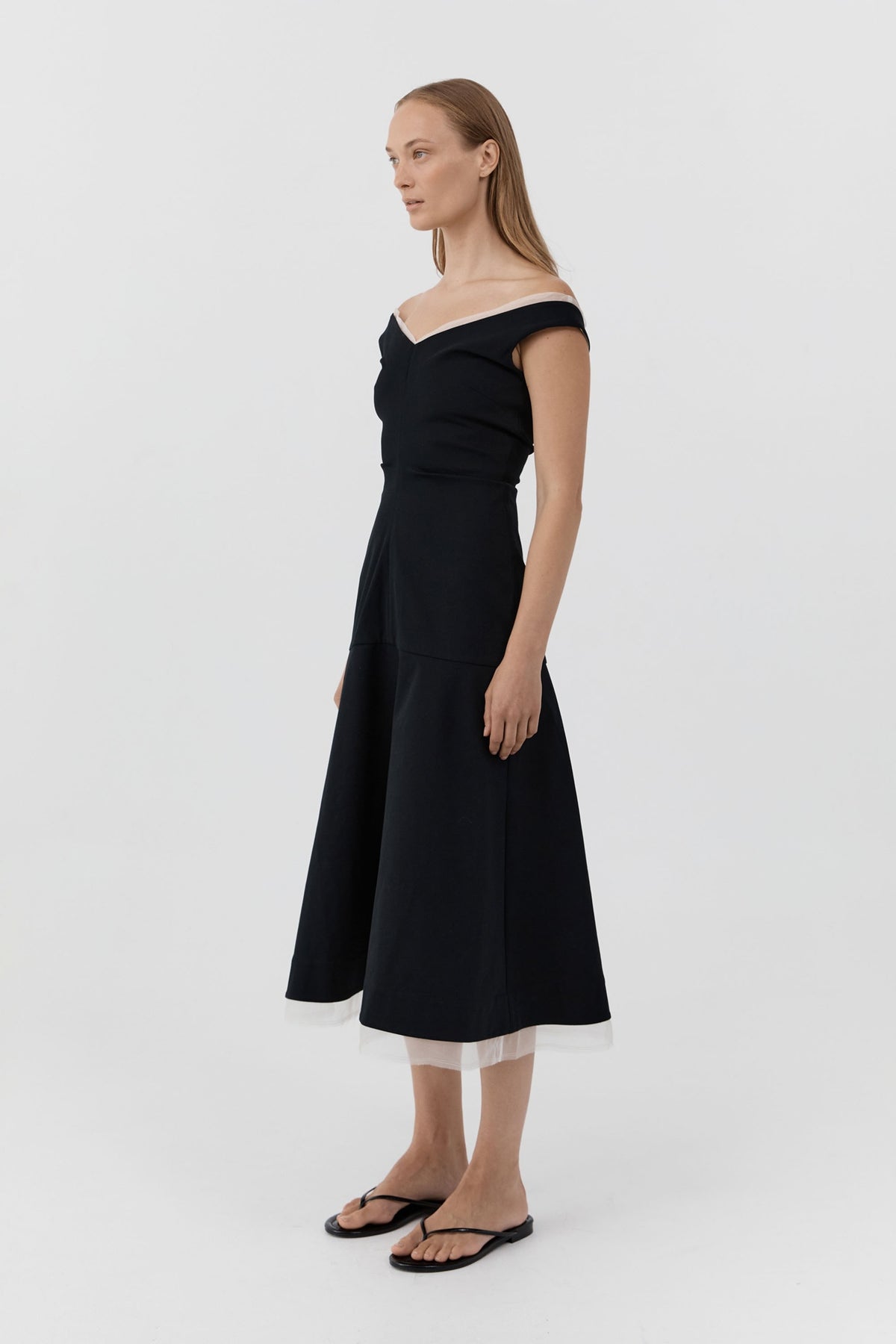 St Agni Compact Cotton Off Shoulder Dress
