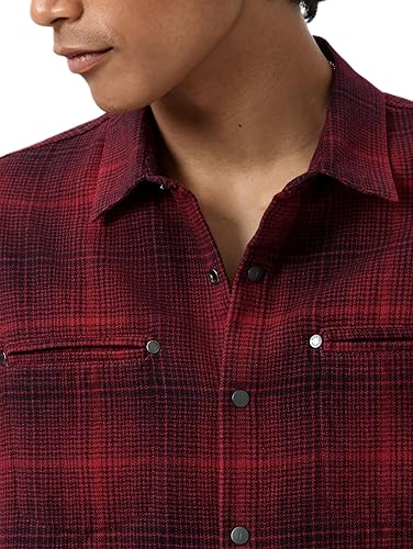 John Varvatos Dario Shirt Brushed Plaid-Pomegranate