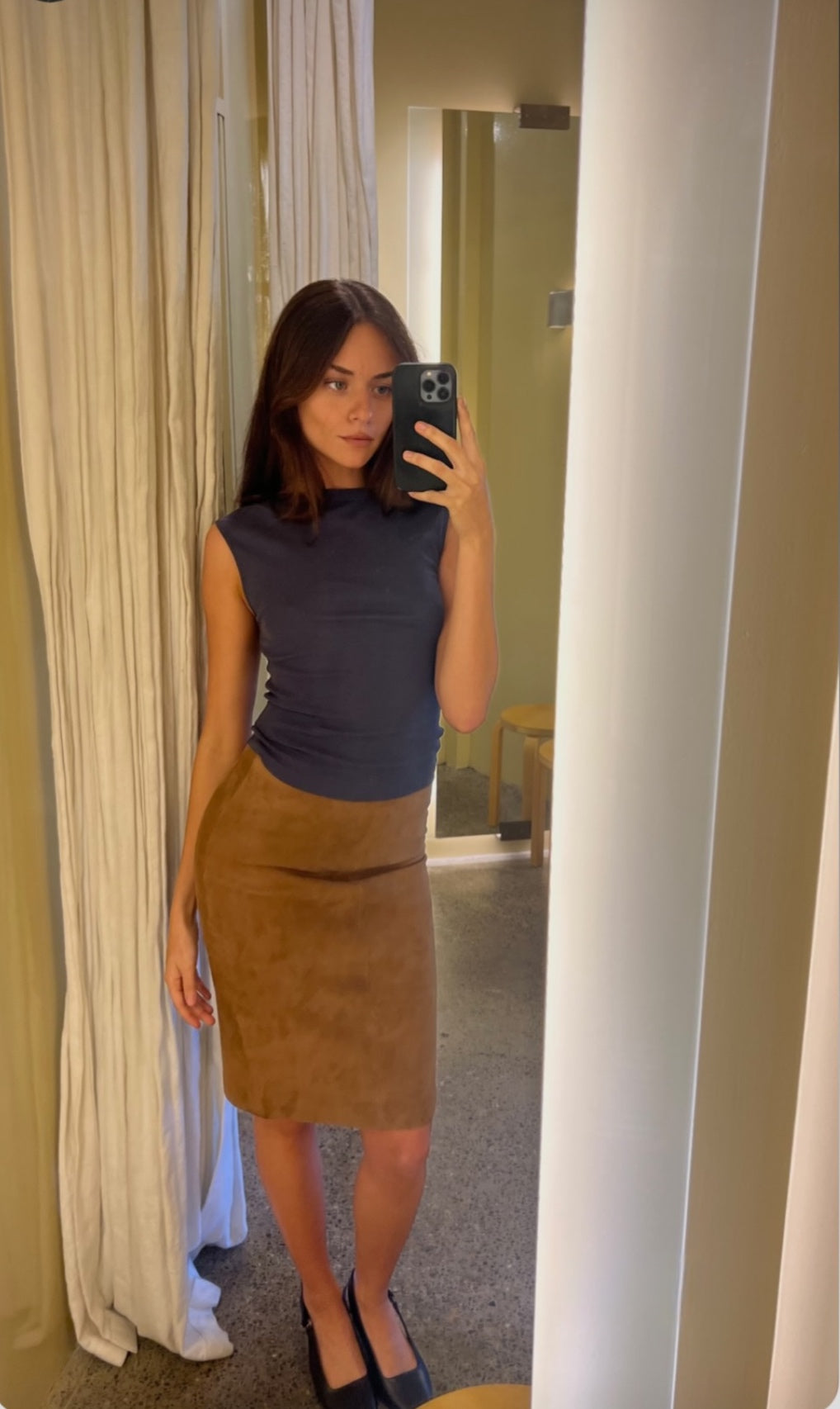 St Agni Suede Pencil Skirt