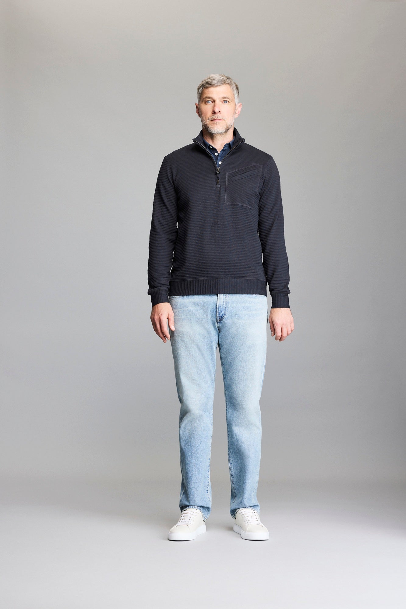 Billy Reid Half Zip Pullover Black