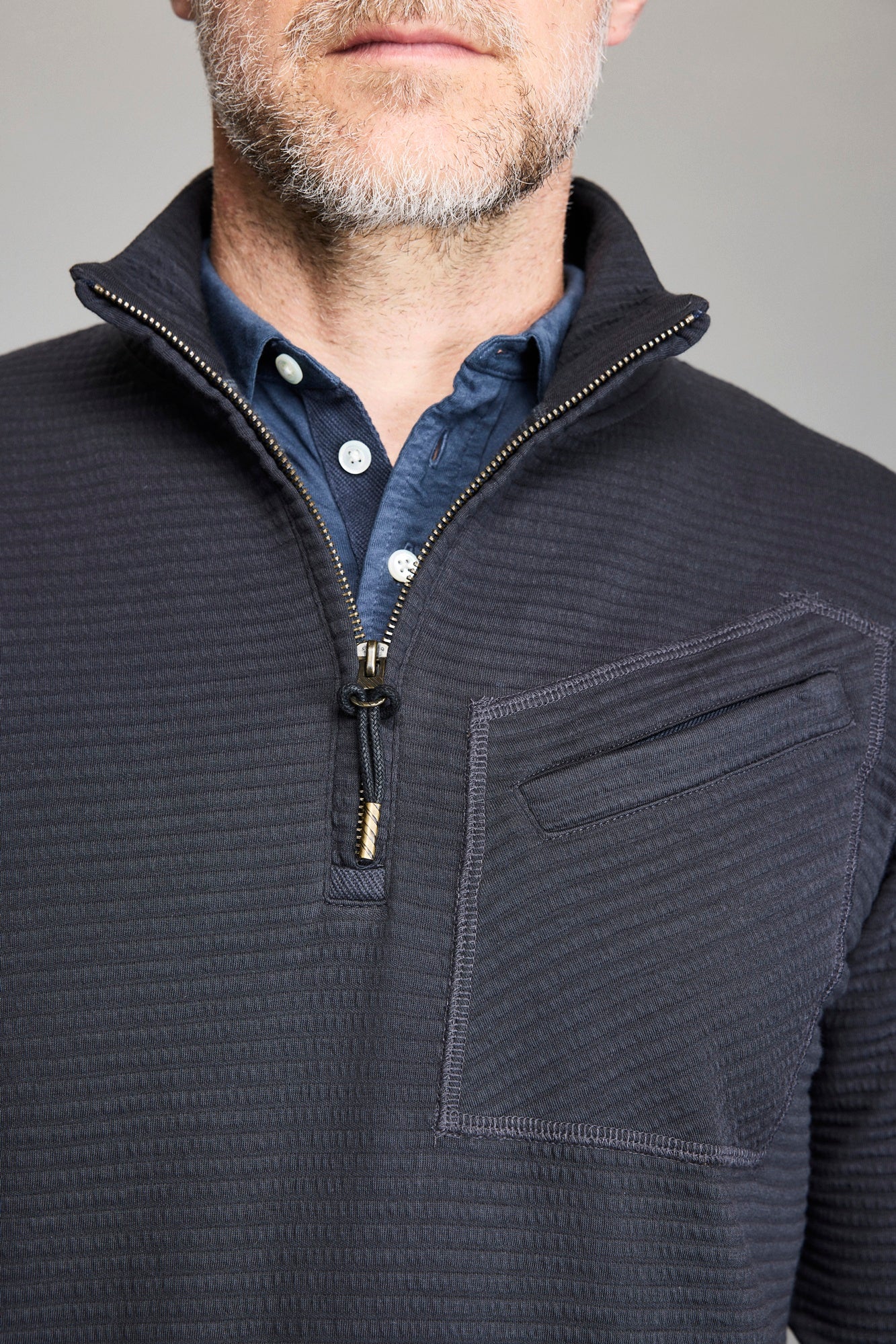 Billy Reid Half Zip Pullover Black