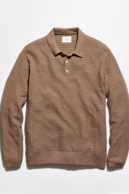 Bill Reid Long Sleeve Lachlan Links Polo - British Khaki