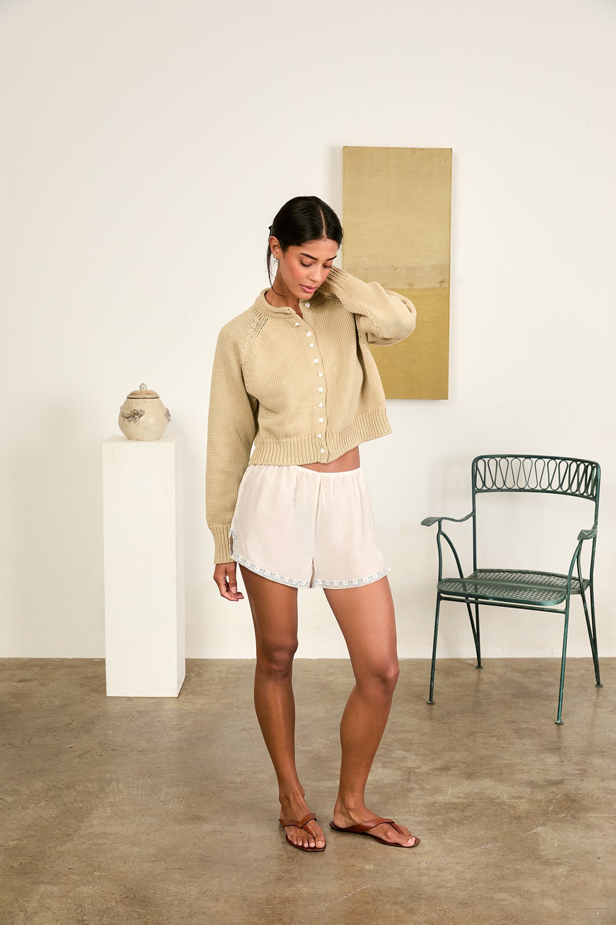 Image of a woman wearing the Ciao Lucia Coletti Cardigan