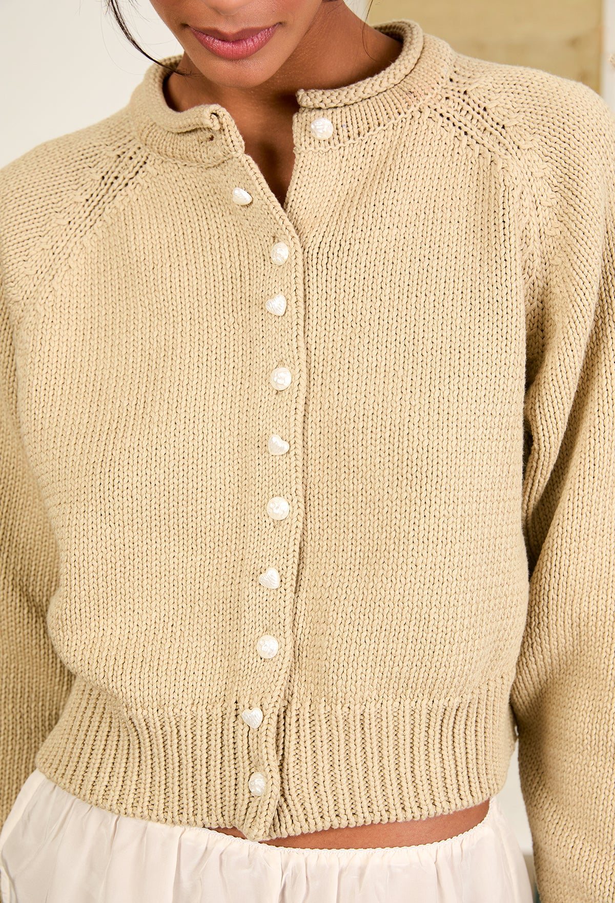 Image of a woman wearing the Ciao Lucia Coletti Cardigan