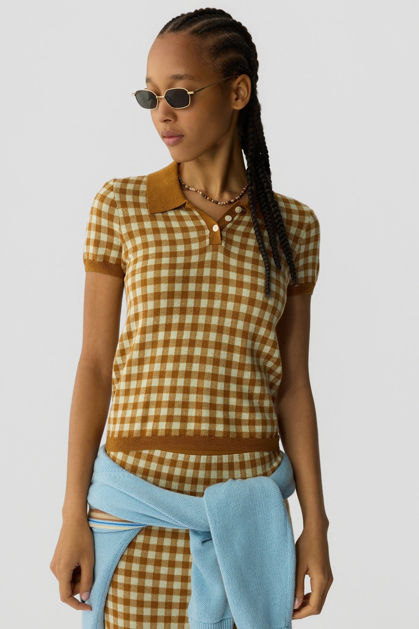 Guest in Residence Gingham Shrunken Polo