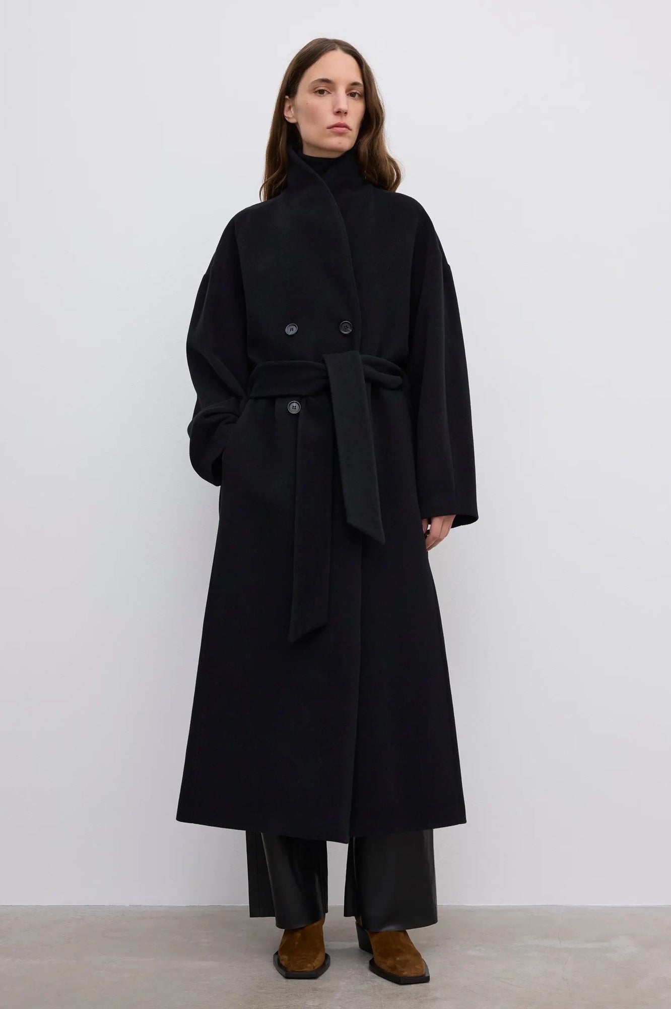 image of a model wearing the House of Dagmar Relaxed wool coat