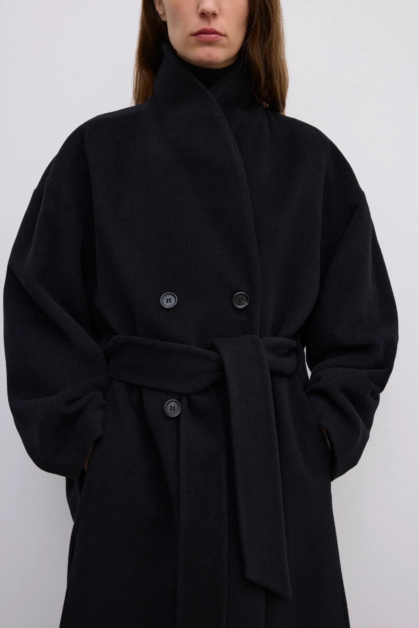 image of a model wearing the House of Dagmar Relaxed wool coat