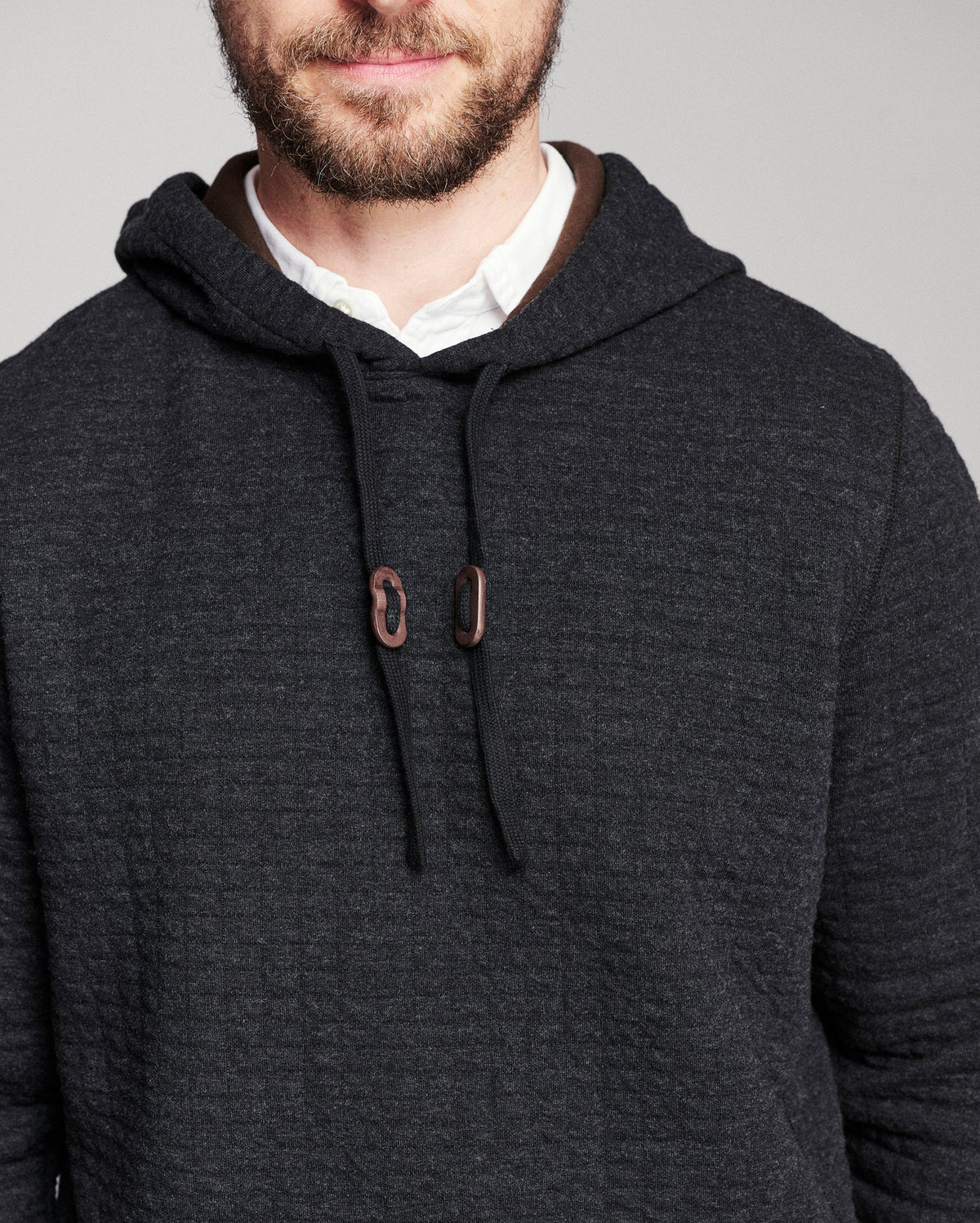Box Quilt Hoodie Pullover - Black