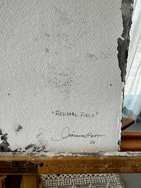 Monica Brressan Original Painting Residual Field, on Cotton Paper 11.2" X 15.2"