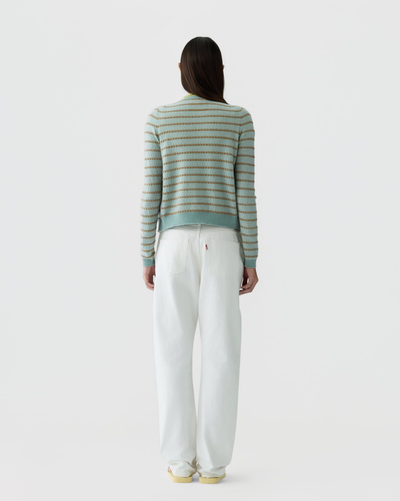 Back image of a model wearing the Guest in Residence Jane Stripe Cardigan