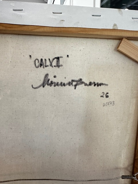 Back of a painting with signature and dates