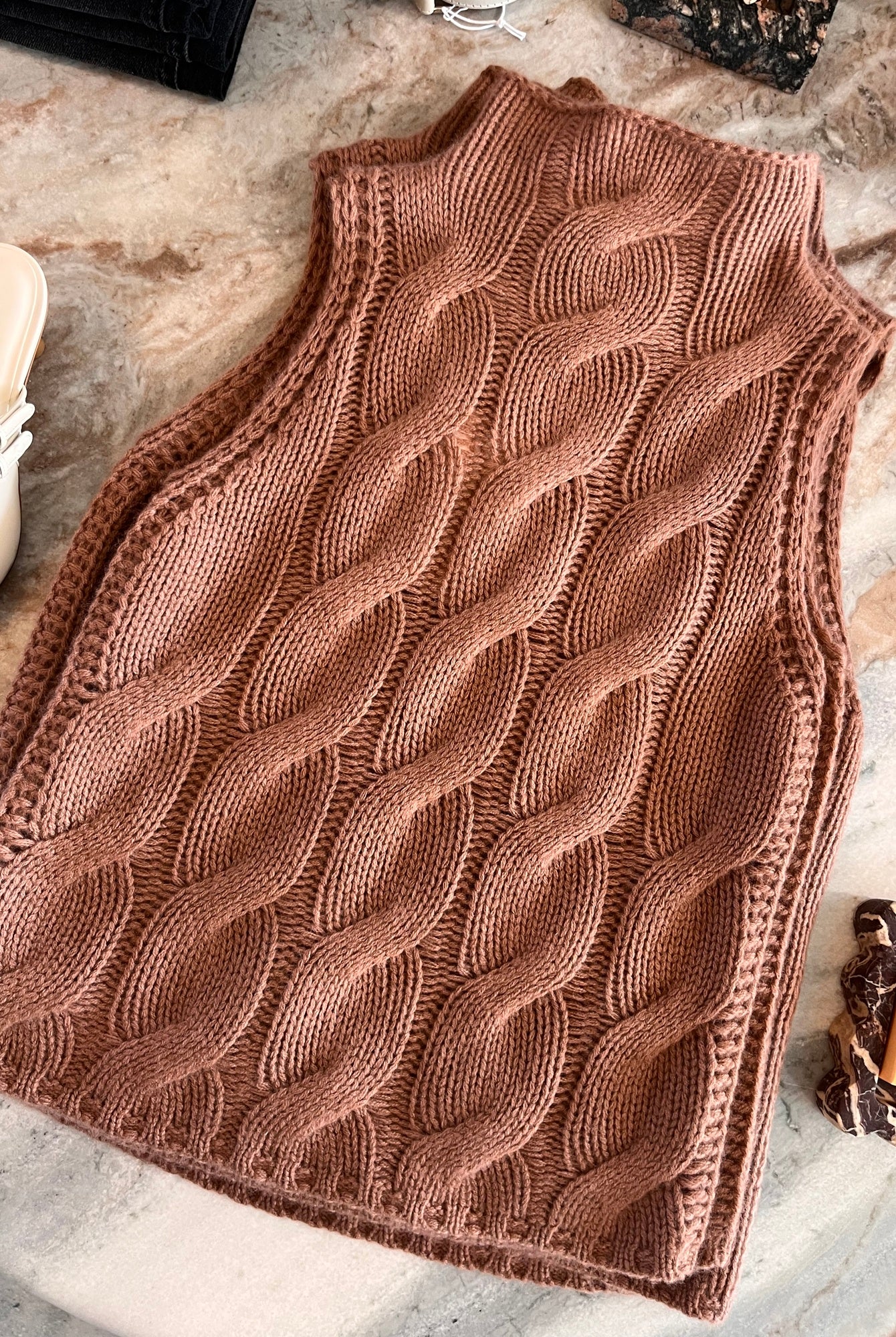 Sablyn Salvia Sleeveless Cable Turtleneck