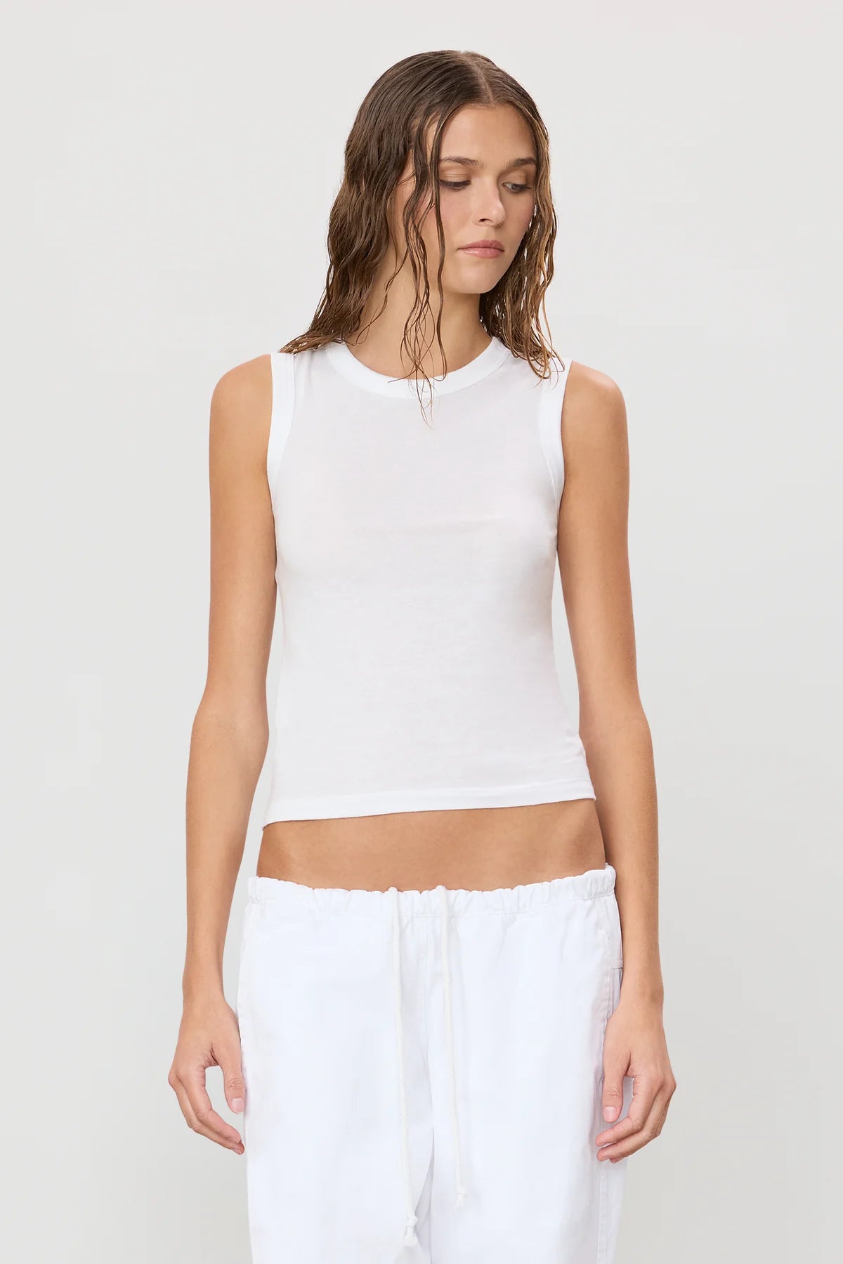Eterne Fitted Muscle Tank-Ivory