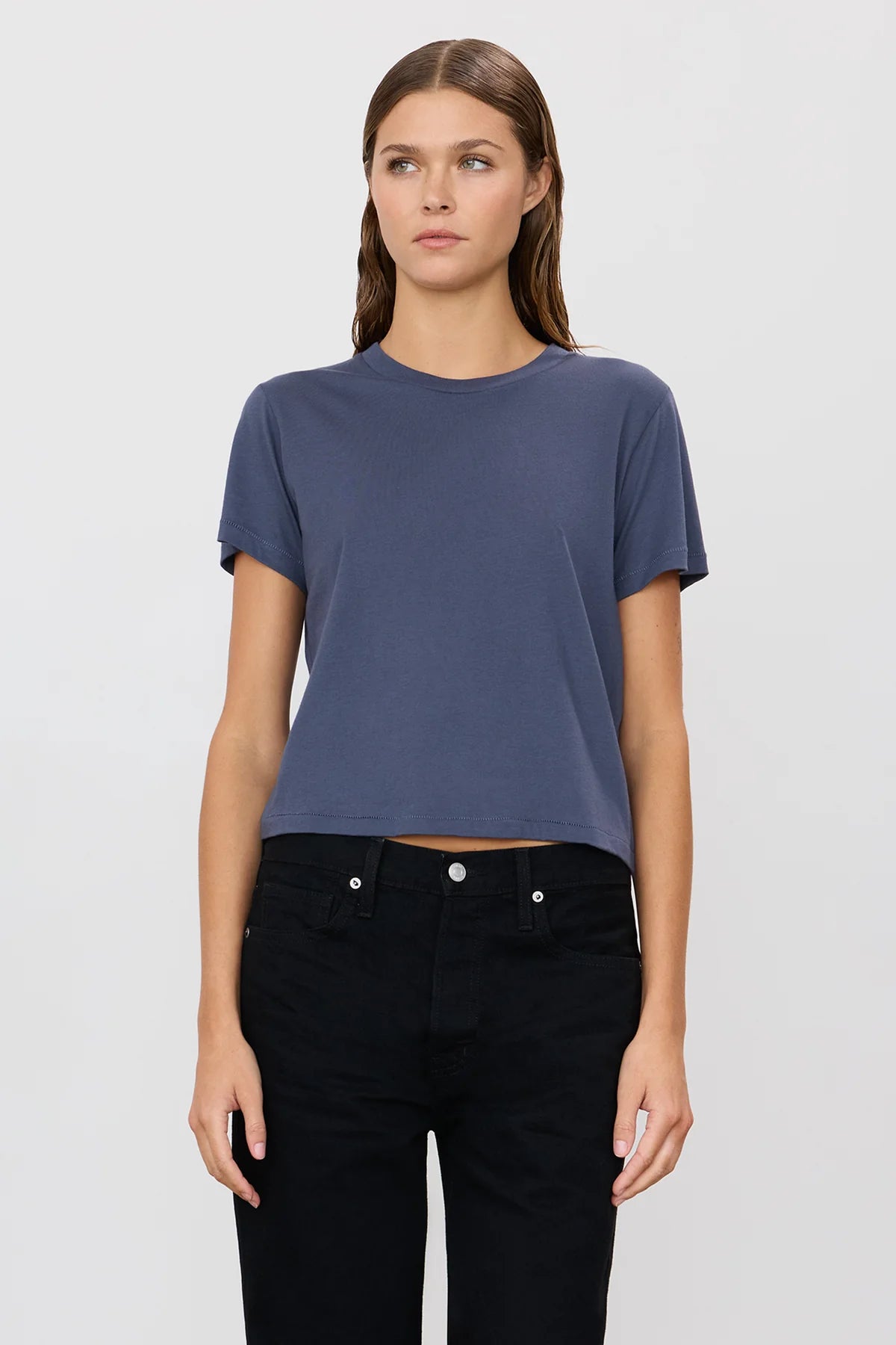 Eterne Short Sleeve Boxy Tee-Washed Navy