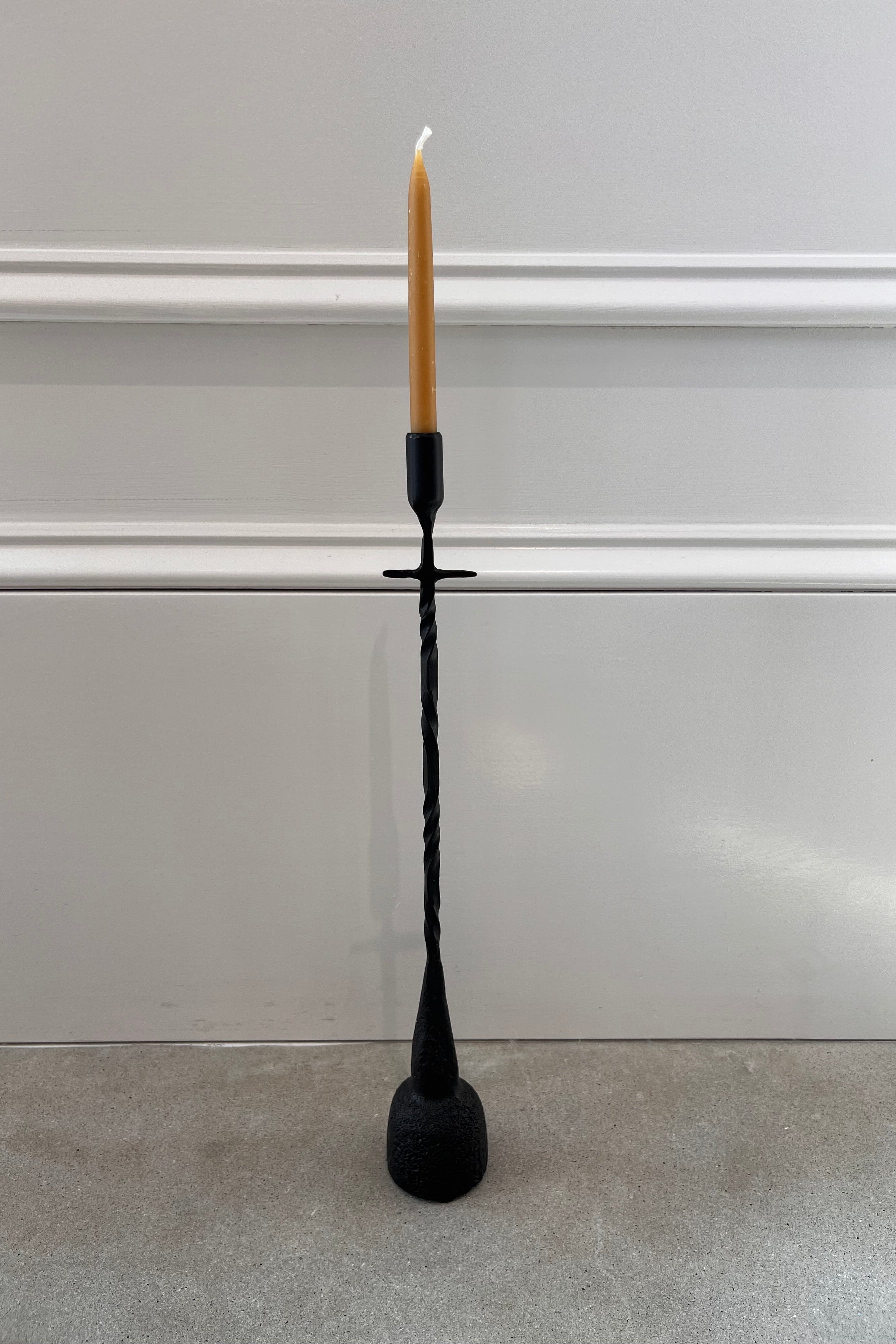 Sekoya Iron Hand Forged Twisted Cross Candlestick 15"