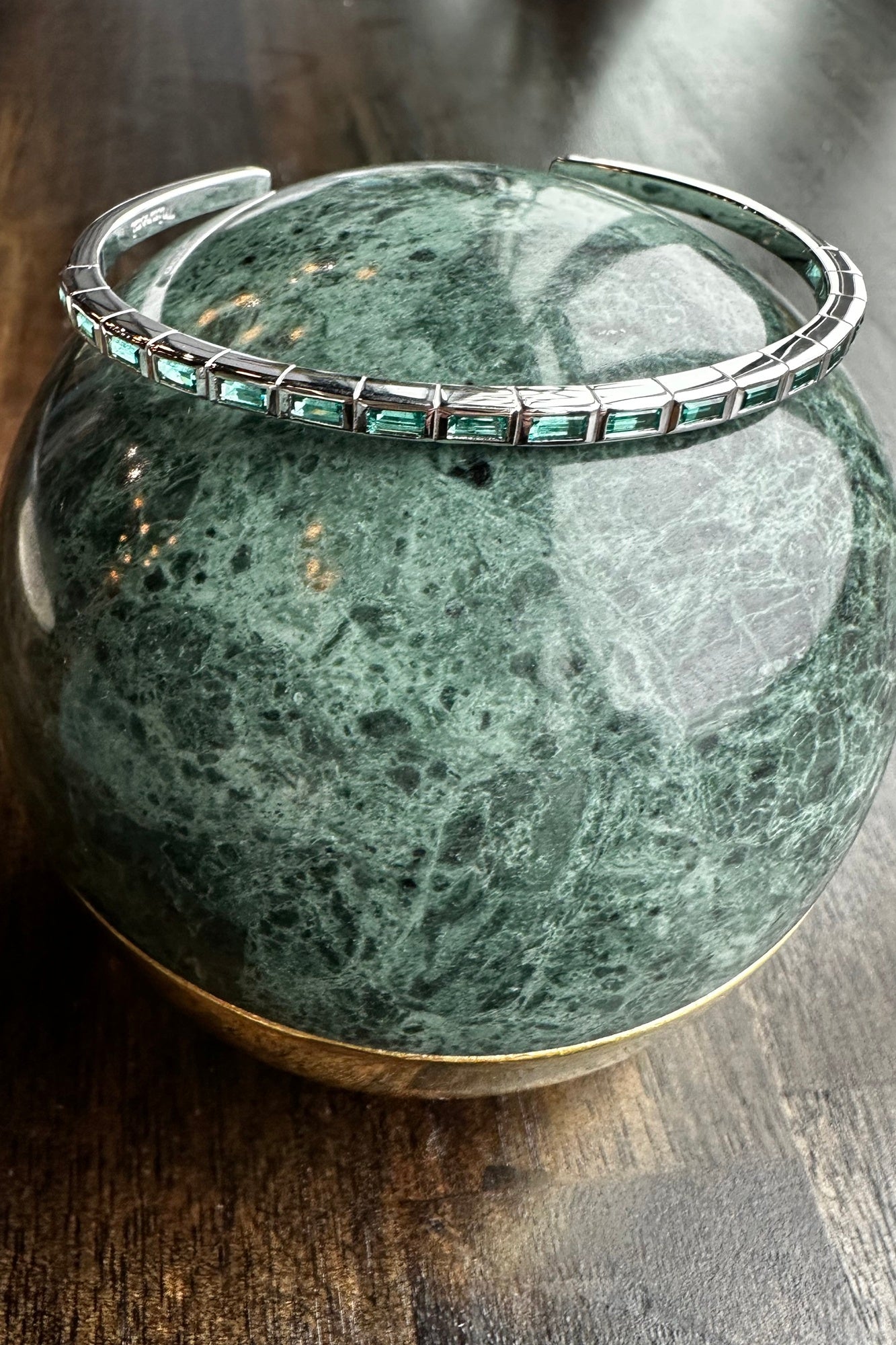 Miansai Valor Cuff, Sterling Silver w/Sustainably Created Emeralds M