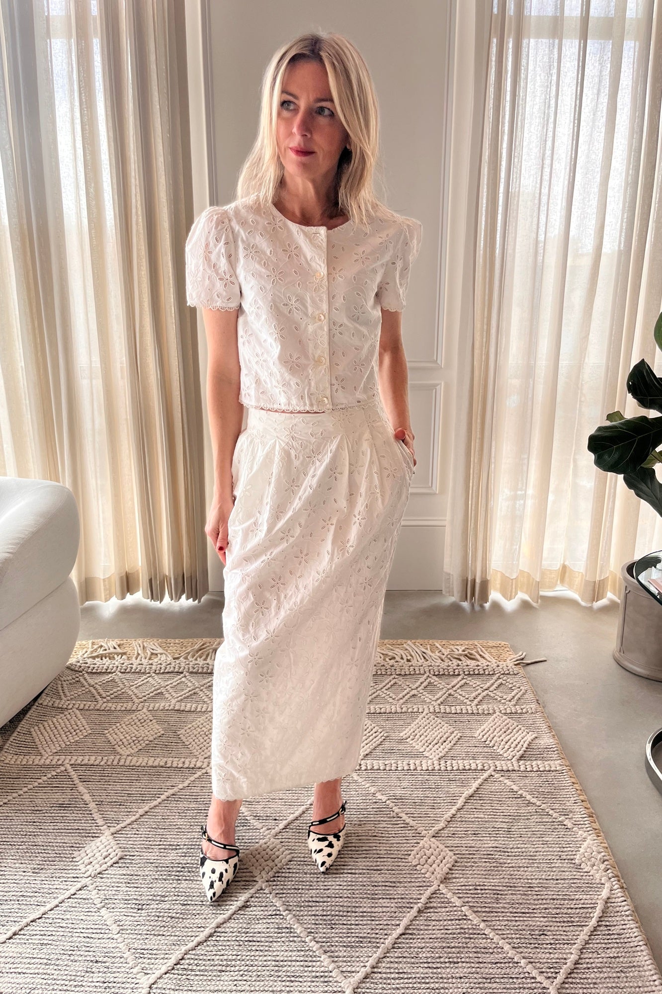 image of a woman wearing the Posse Salma Top and Skirt