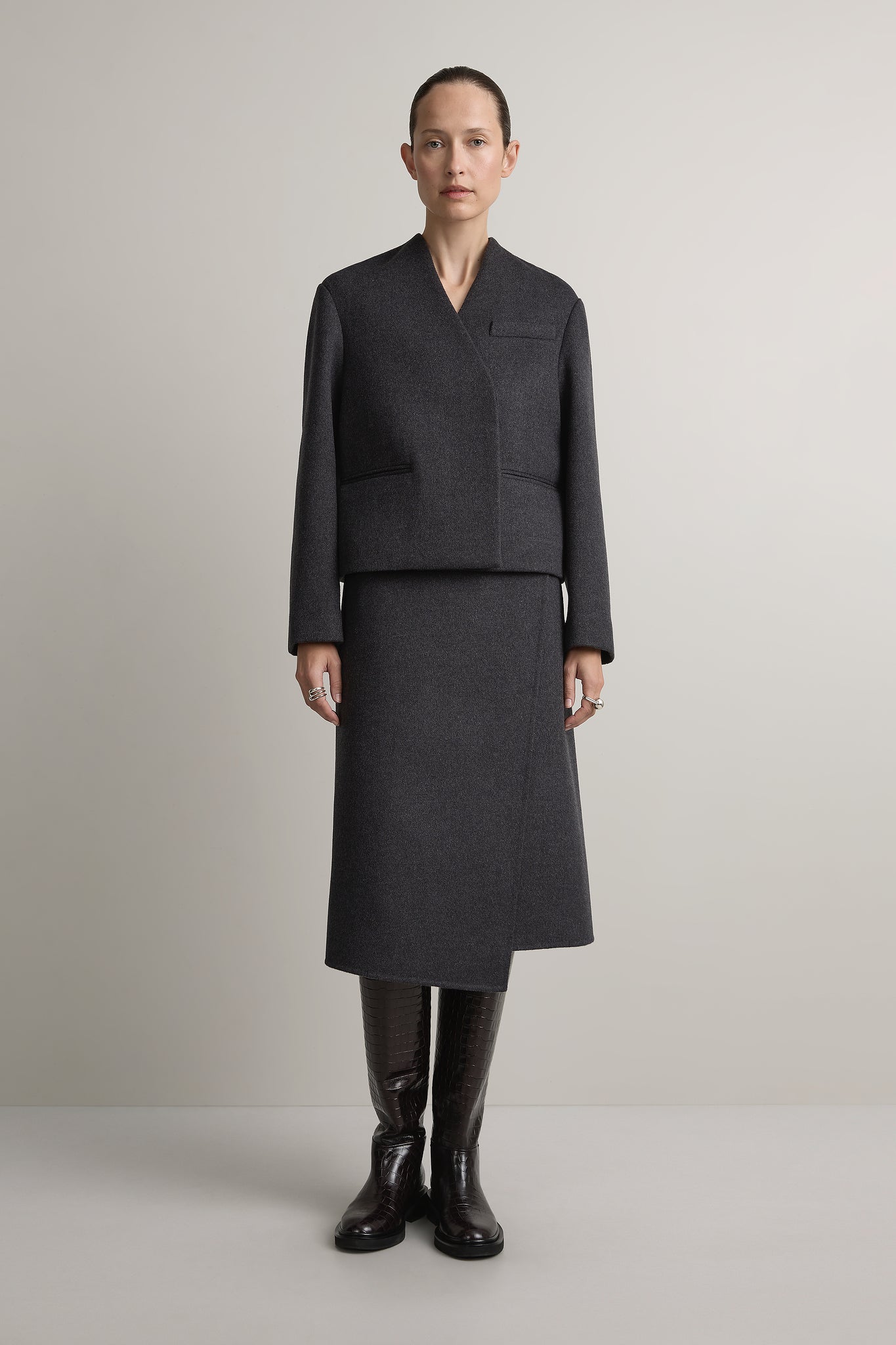 A Emery Drew Jacket-Charcoal Melange
