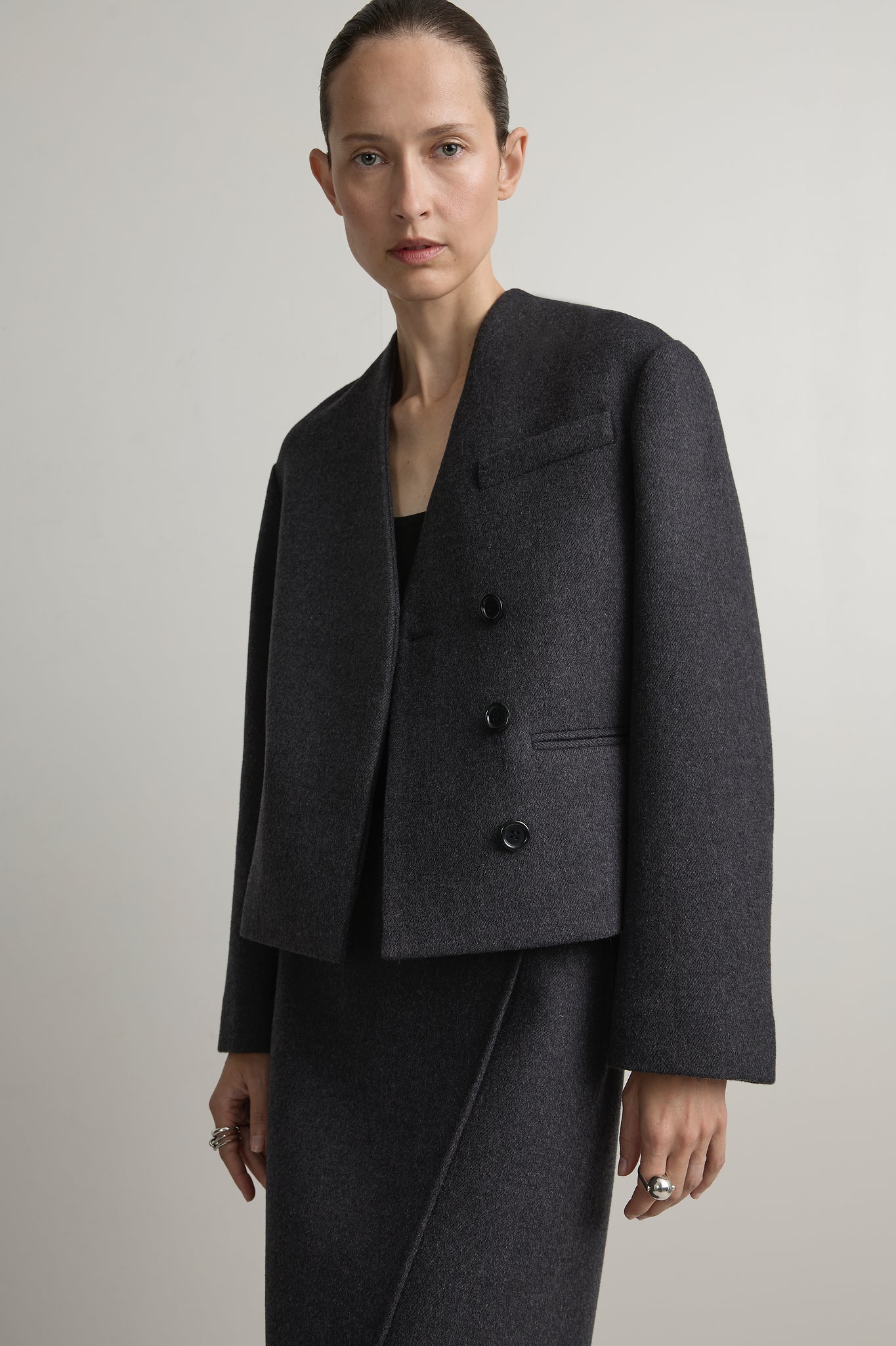 A Emery Drew Jacket-Charcoal Melange