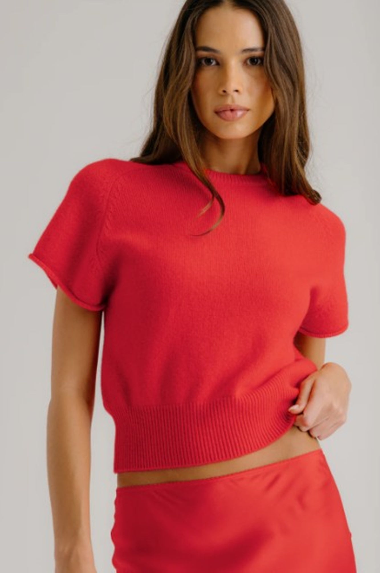 image of a model wearing the Sablyn Jones Raglan Sweater