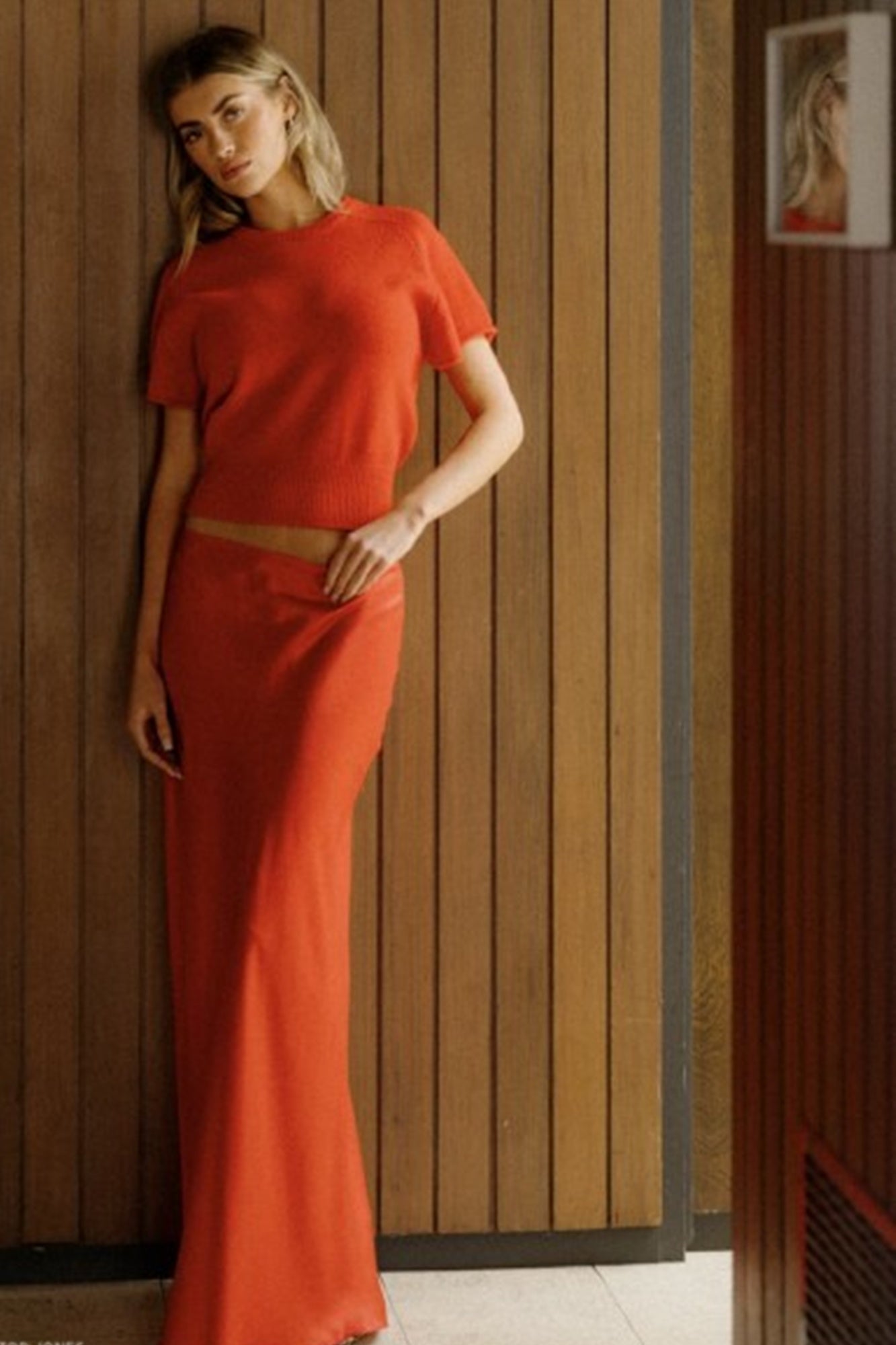 image of a model wearing the Sablyn Jones Saddle Raglan Sweater