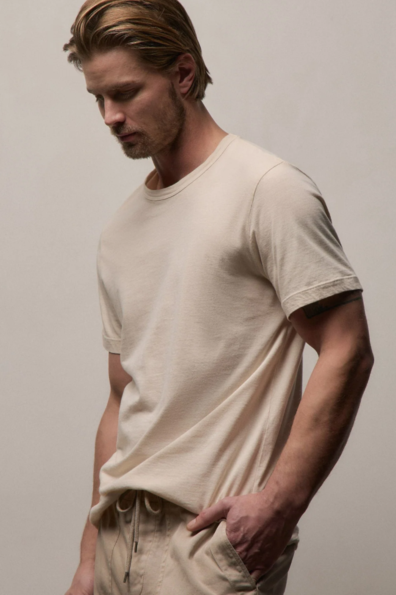 James Perse Crew Neck Short Sleeve Latte Pigment
