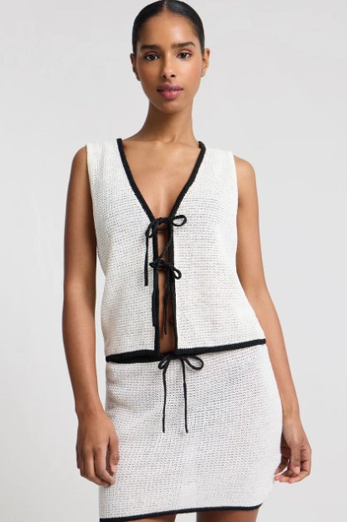 Onia Linen Knit Tie Front Tank