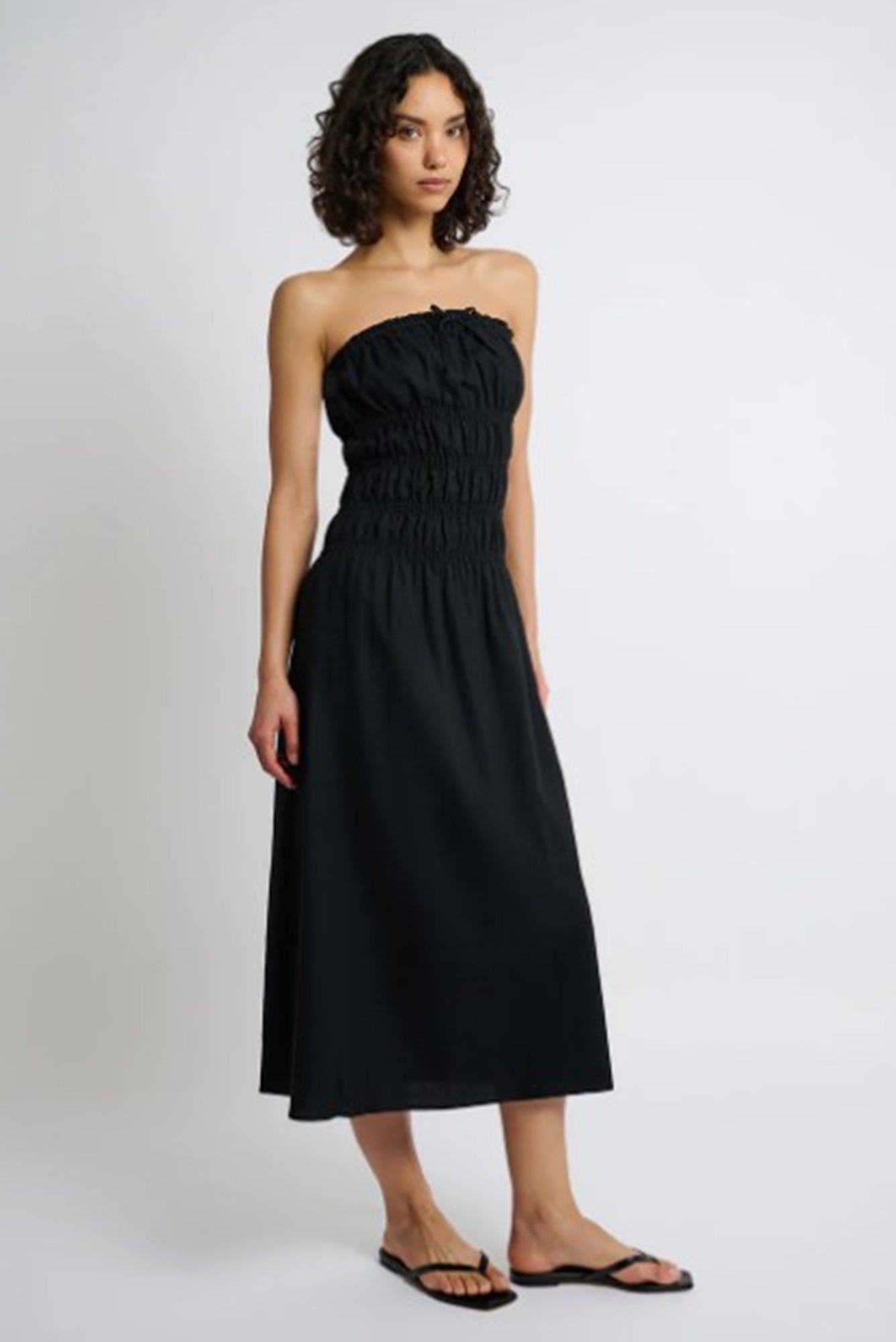 Onia Women's Air Linen Smocked Maxi Dress - Black - Size M Onia Women's Air Linen Smocked Maxi Dress - Black - Size M