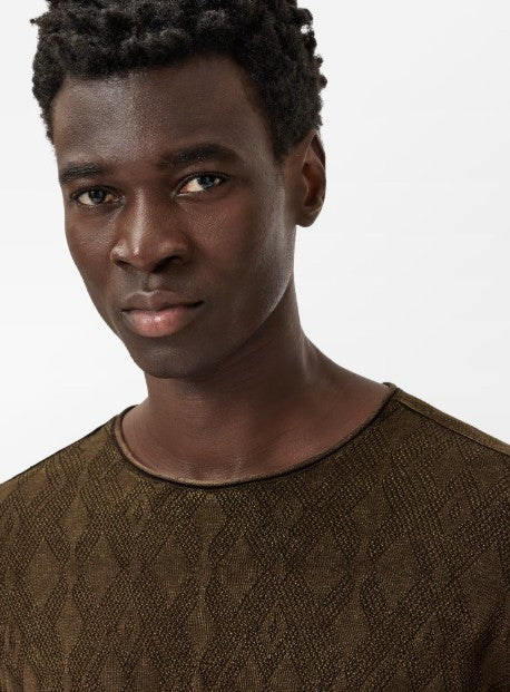 John Varvatos Brycen Long Sleeve Broken Argyle Crew