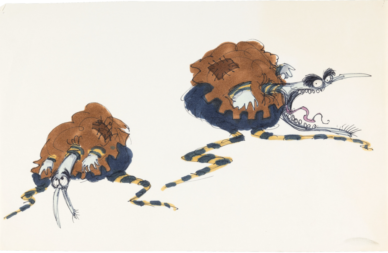Tim Burton - The Black Cauldron Early Castle Guard Character Concept Drawing Group of 2 (Walt Disney, 1985).
