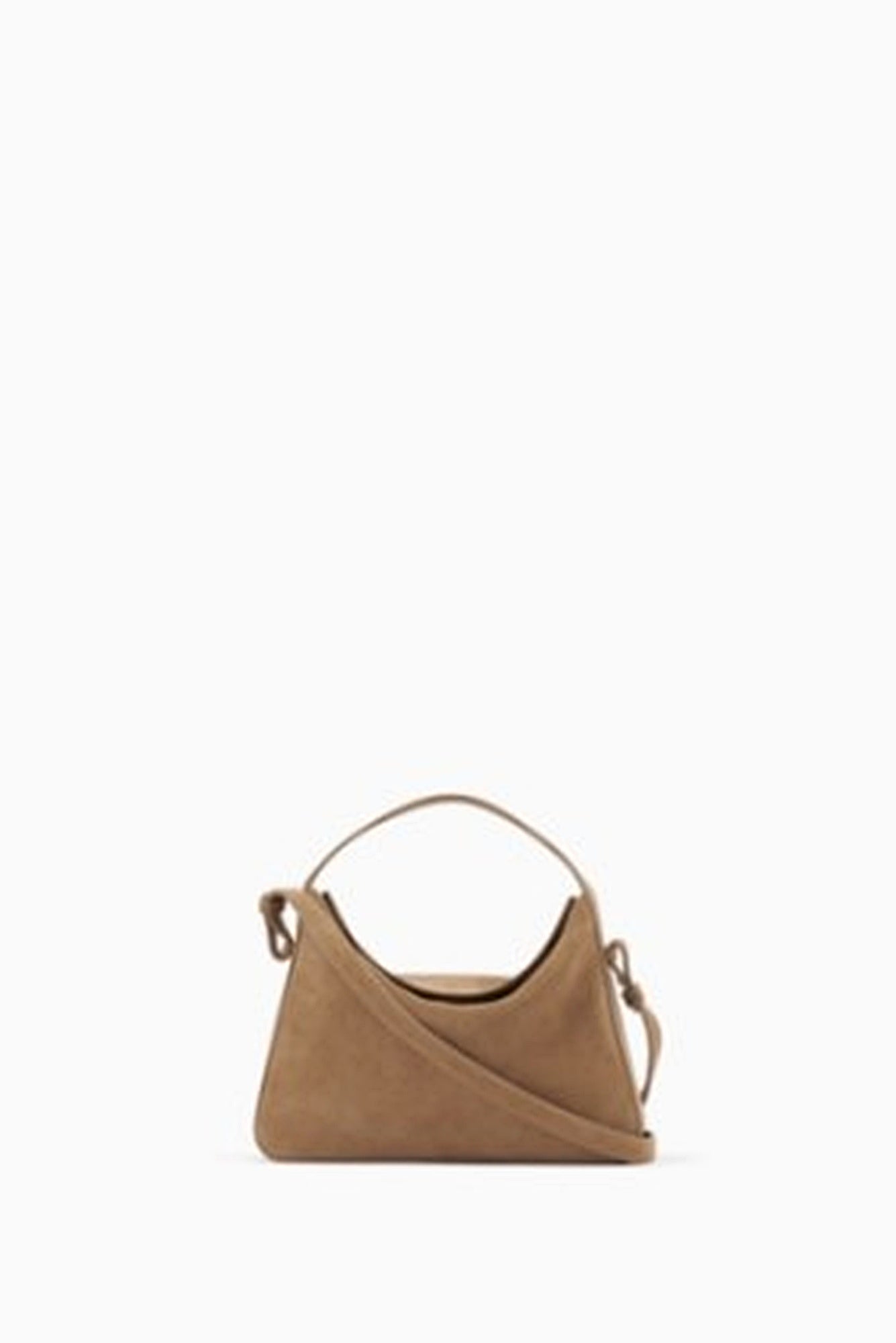 Beige handbag on a white background
