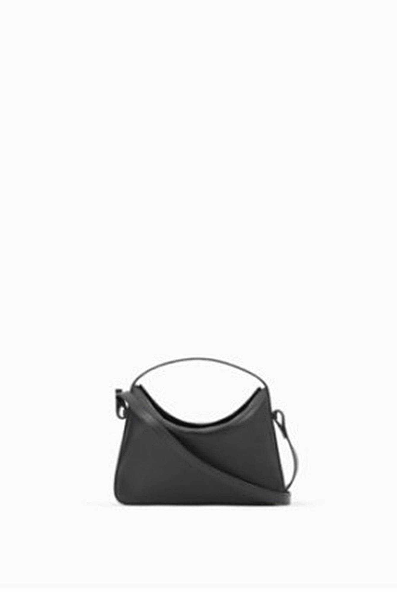 Black handbag on a white background